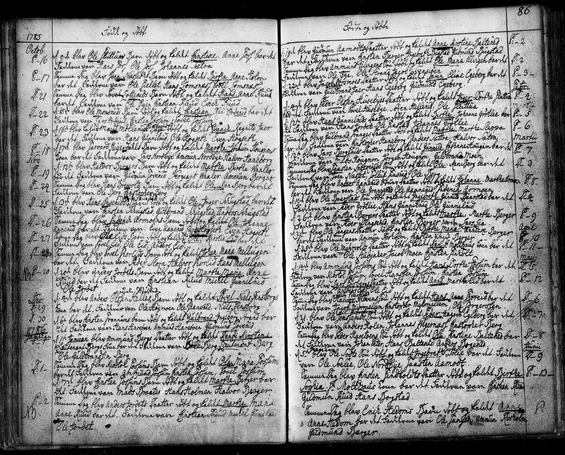 Aurskog prestekontor Kirkebøker, SAO/A-10304a/F/Fa/L0003: Parish register (official) no. I 3, 1767-1807, p. 86
