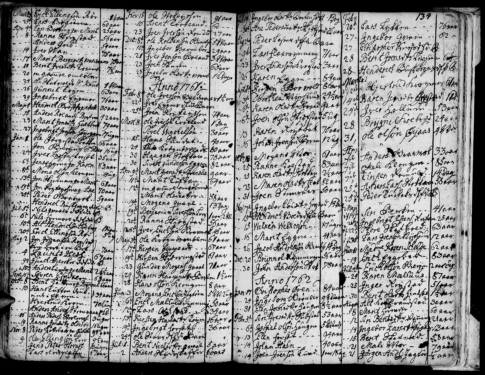 Ministerialprotokoller, klokkerbøker og fødselsregistre - Sør-Trøndelag, SAT/A-1456/691/L1057: Parish register (official) no. 691A01 /1, 1740-1767, p. 134