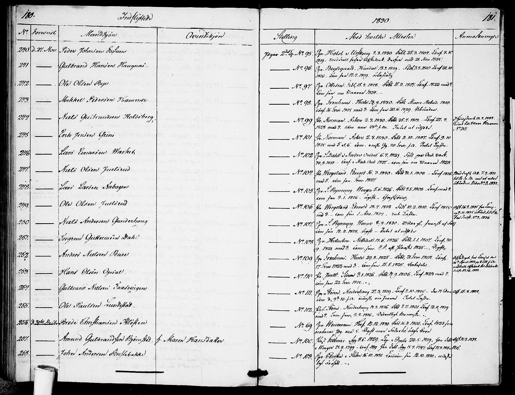 Garnisonsmenigheten Kirkebøker, AV/SAO-A-10846/F/Fa/L0005: Parish register (official) no. 5, 1824-1830, p. 180-181