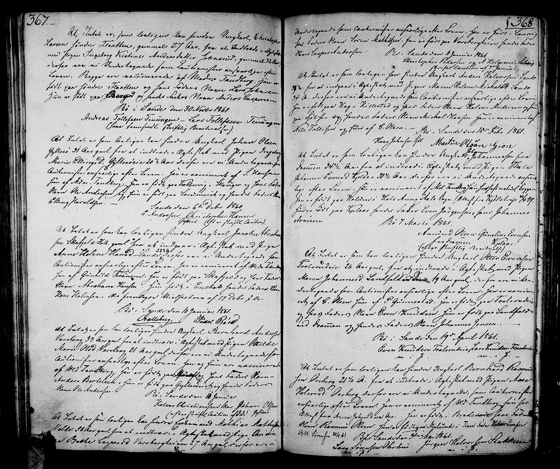 Sande Kirkebøker, AV/SAKO-A-53/F/Fa/L0002: Parish register (official) no. 2, 1804-1814, p. 367-368