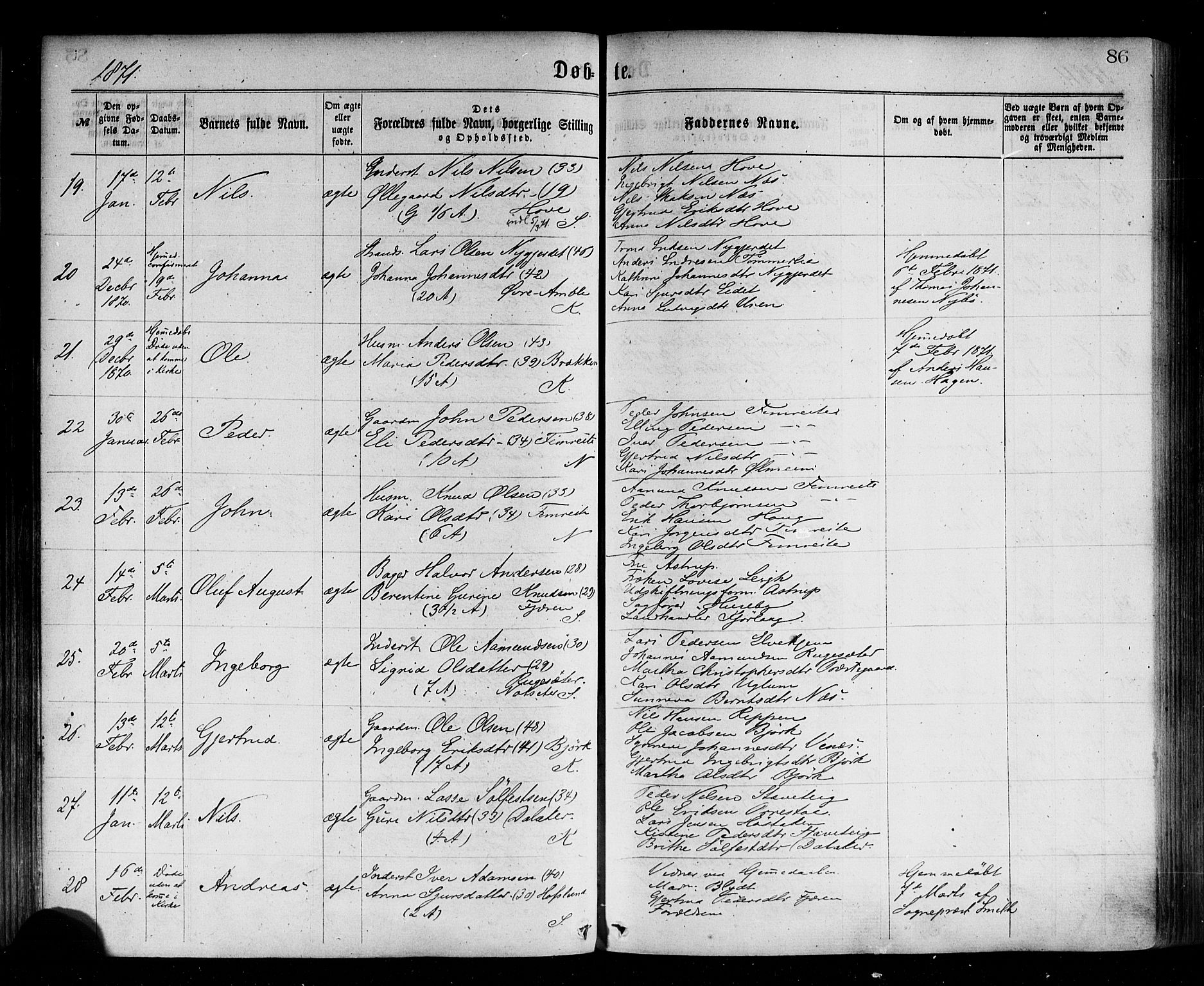 Sogndal sokneprestembete, AV/SAB-A-81301/H/Haa/Haaa/L0014: Parish register (official) no. A 14, 1864-1877, p. 86
