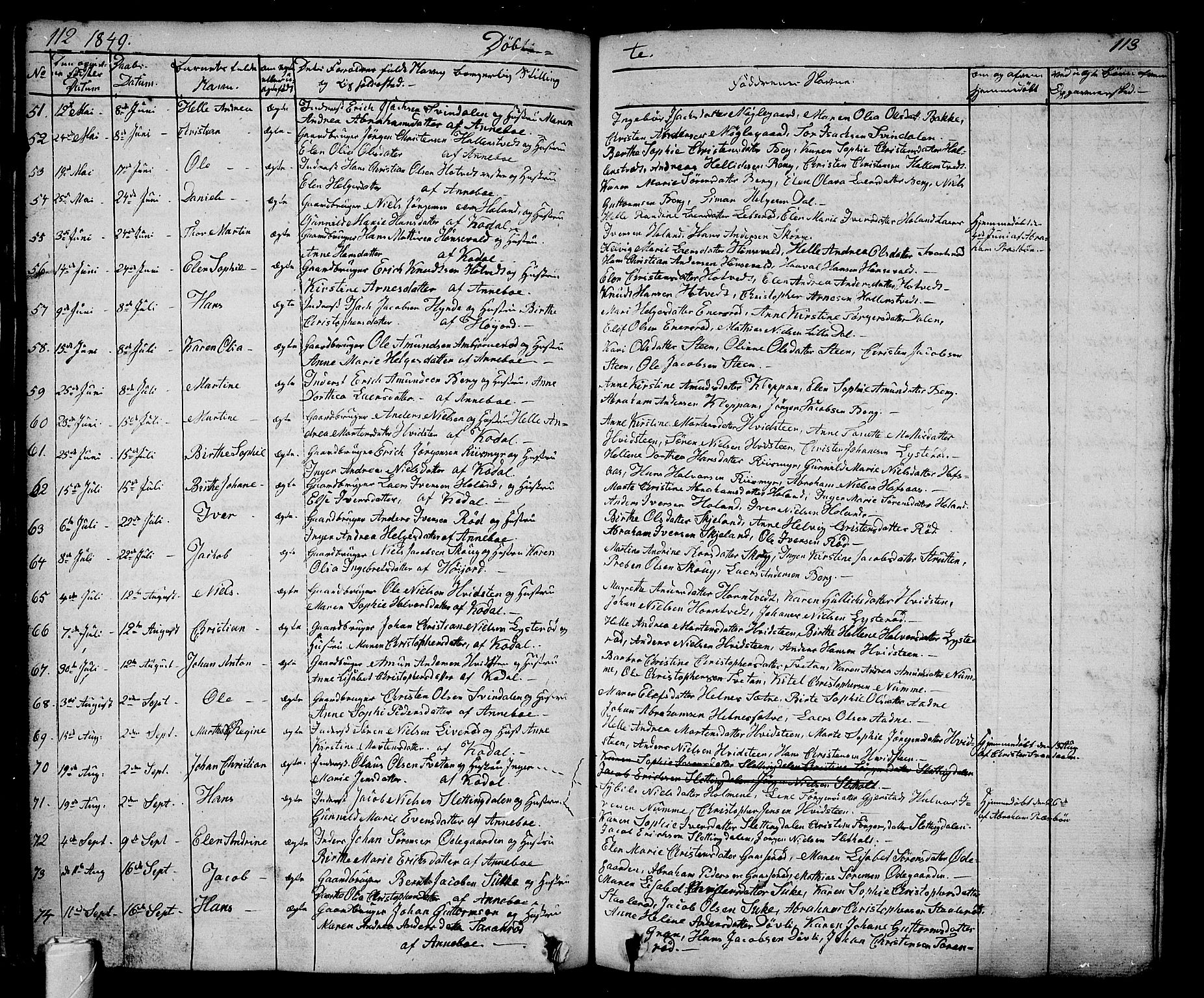 Andebu kirkebøker, AV/SAKO-A-336/G/Ga/L0003: Parish register (copy) no. I 3, 1832-1867, p. 112-113