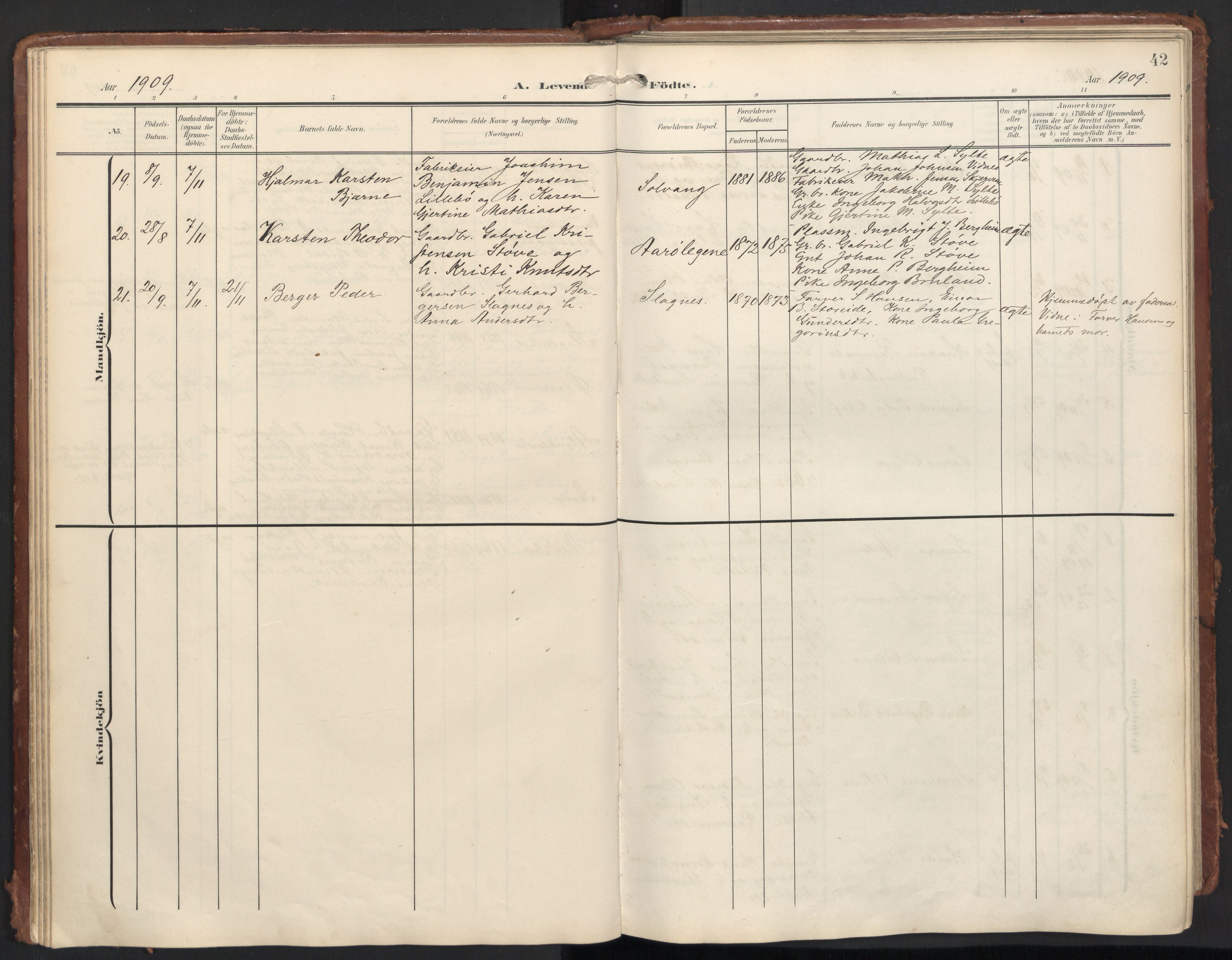 Ministerialprotokoller, klokkerbøker og fødselsregistre - Møre og Romsdal, AV/SAT-A-1454/501/L0011: Parish register (official) no. 501A11, 1902-1919, p. 42