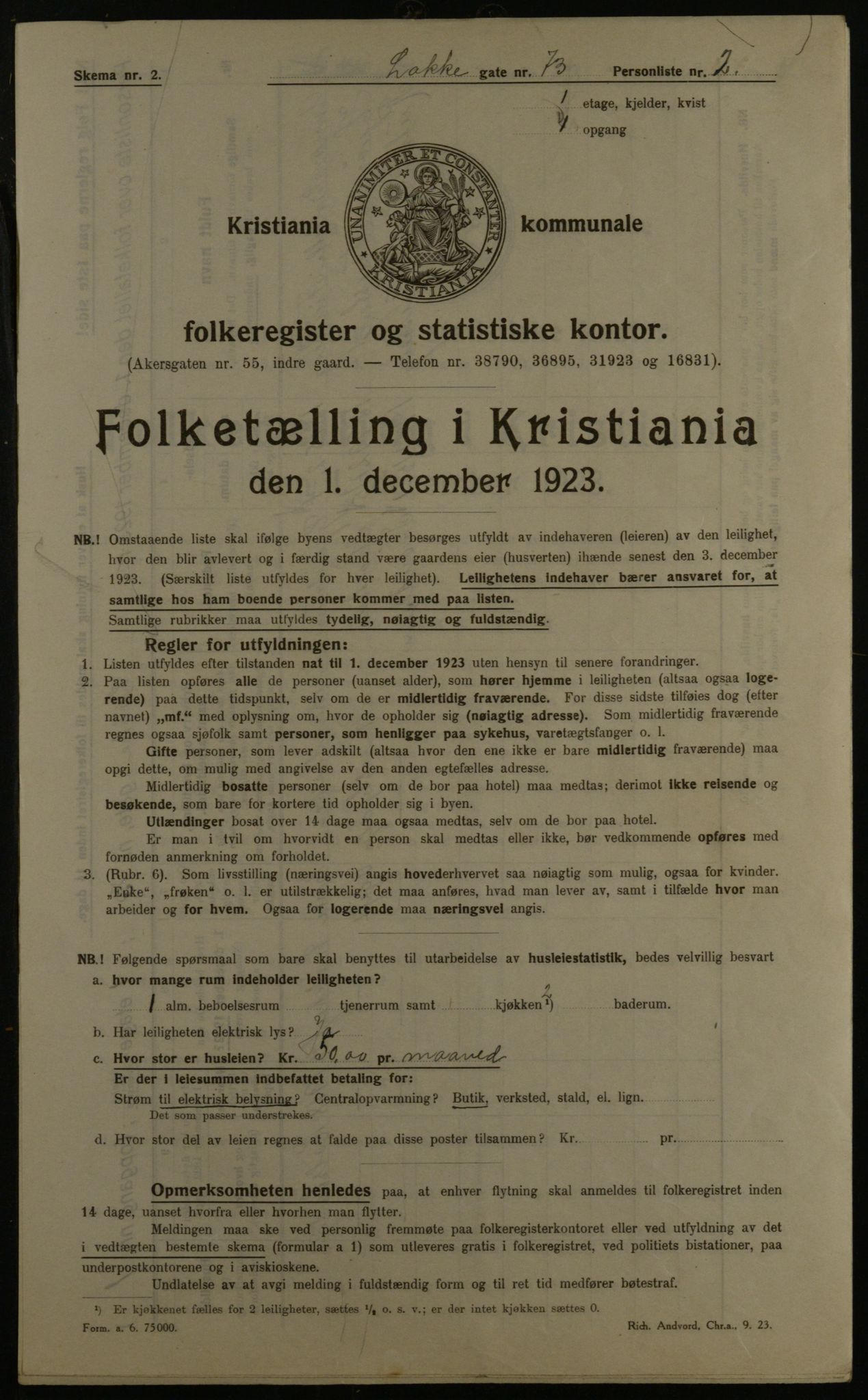 OBA, Municipal Census 1923 for Kristiania, 1923, p. 62400