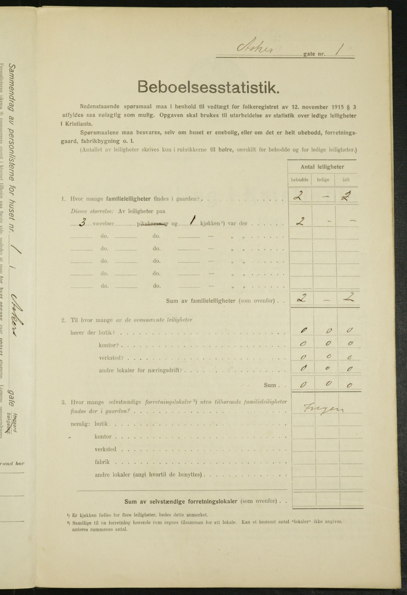 OBA, Municipal Census 1916 for Kristiania, 1916, p. 2605