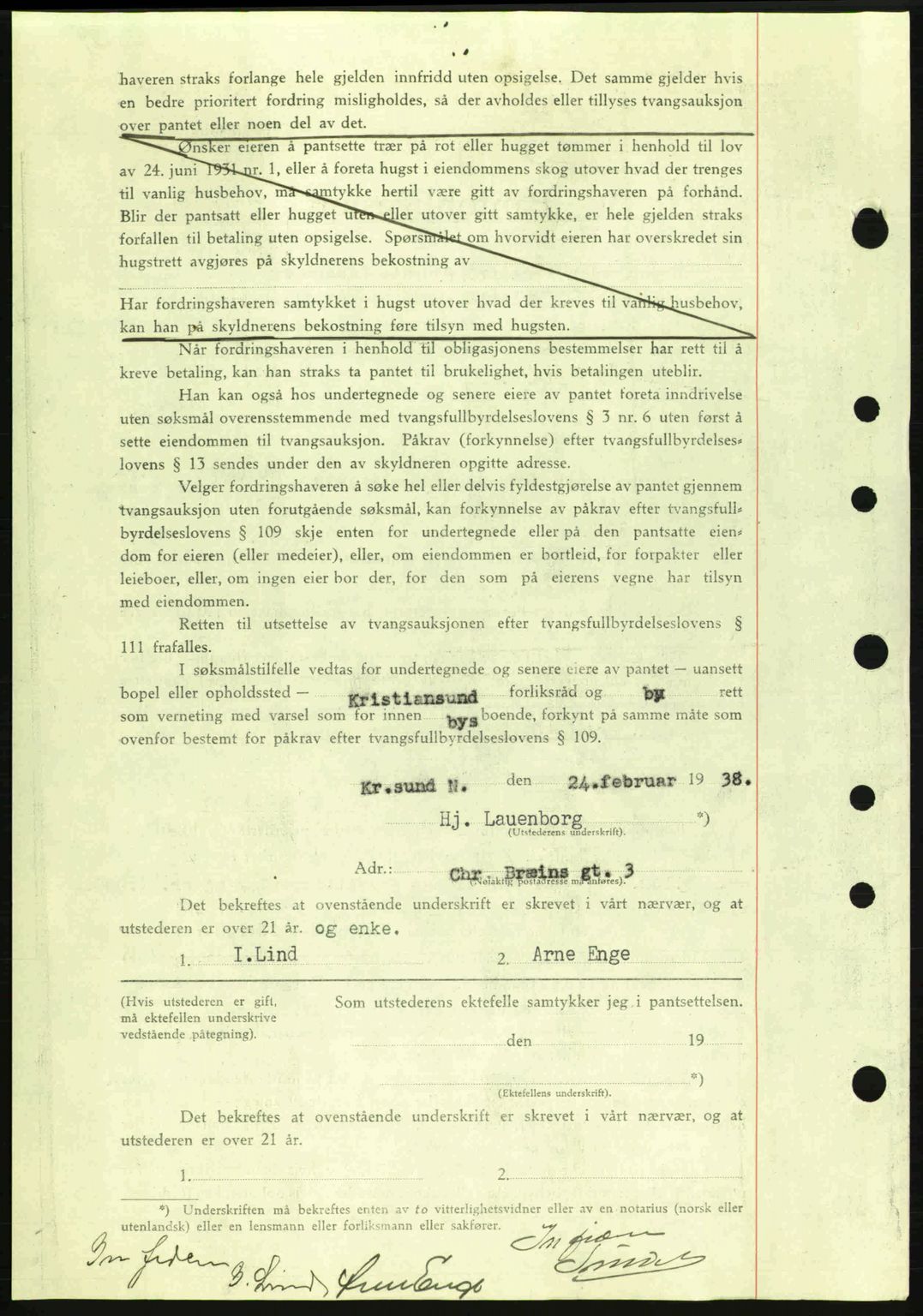 Kristiansund byfogd, SAT/A-4587/A/27: Mortgage book no. 31, 1938-1939, Diary no: : 125/1938