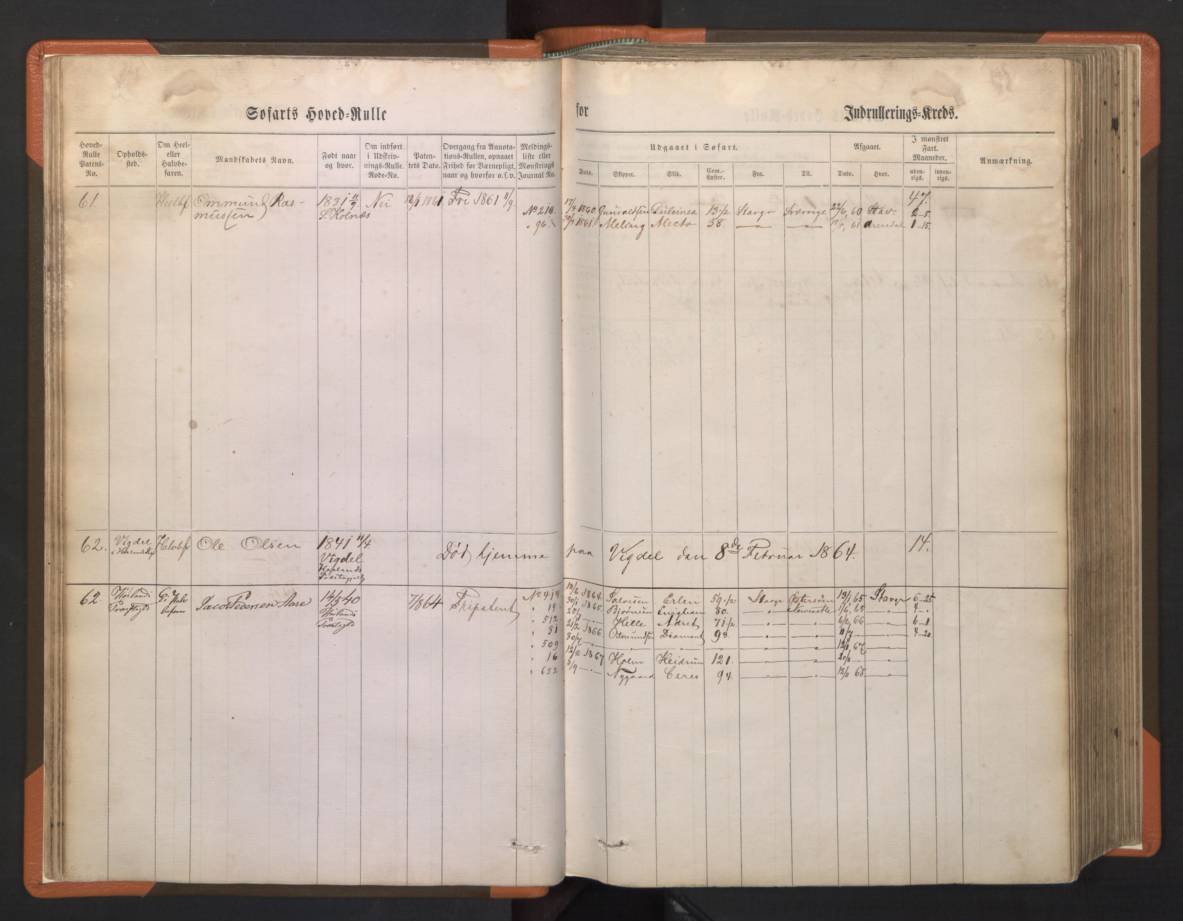 Stavanger sjømannskontor, AV/SAST-A-102006/F/Fb/Fbb/L0001: Sjøfartshovedrulle, patentnr. 1-720 (del 1), 1860-1863, p. 34