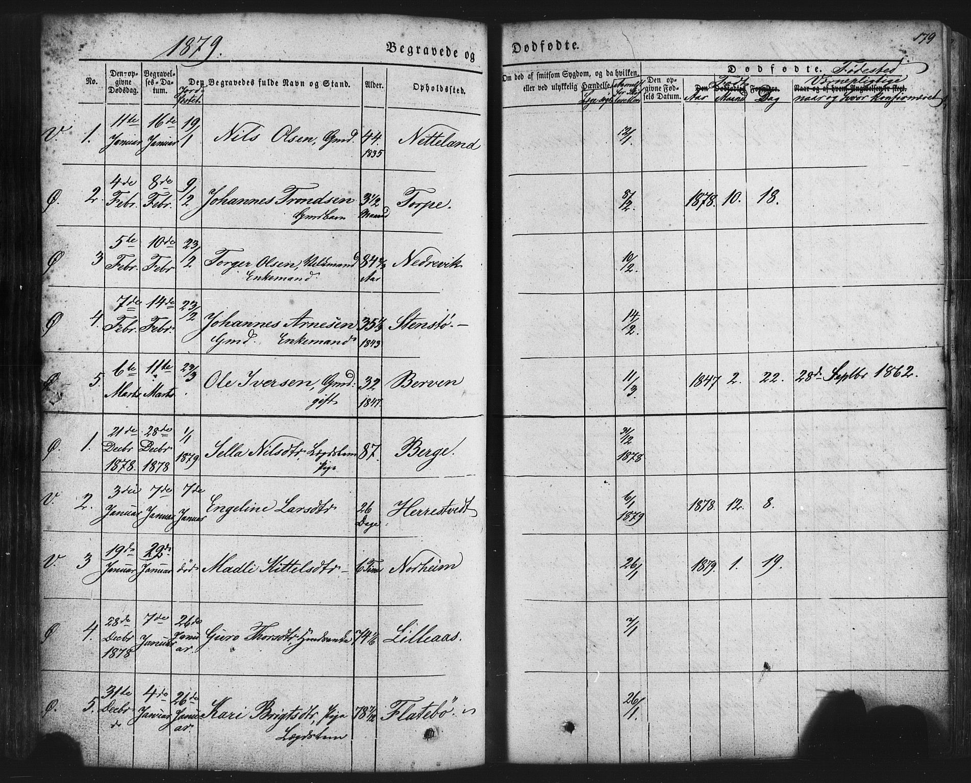 Kvam sokneprestembete, AV/SAB-A-76201/H/Haa: Parish register (official) no. A 9, 1864-1879, p. 179