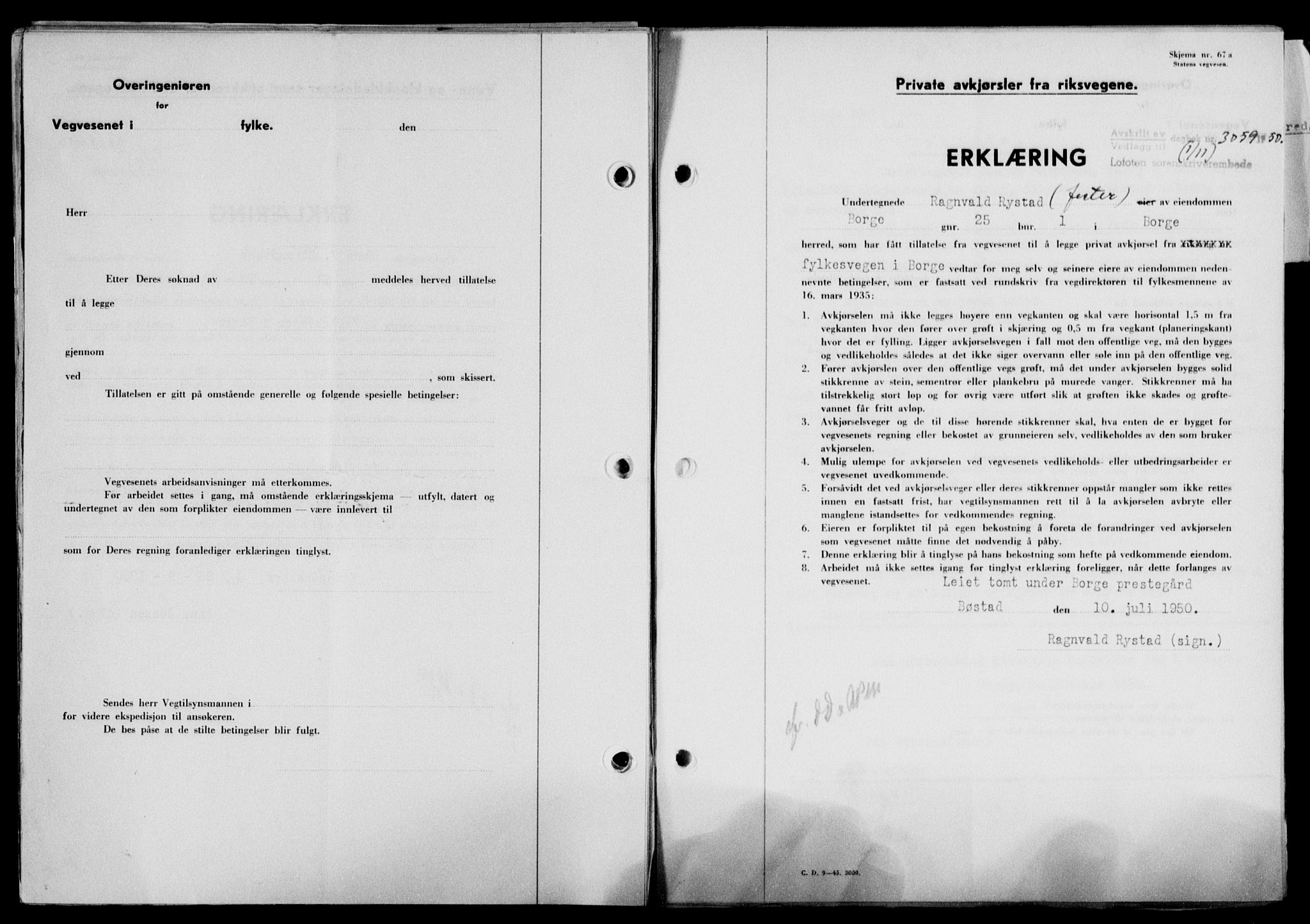 Lofoten sorenskriveri, SAT/A-0017/1/2/2C/L0024a: Mortgage book no. 24a, 1950-1950, Diary no: : 3059/1950