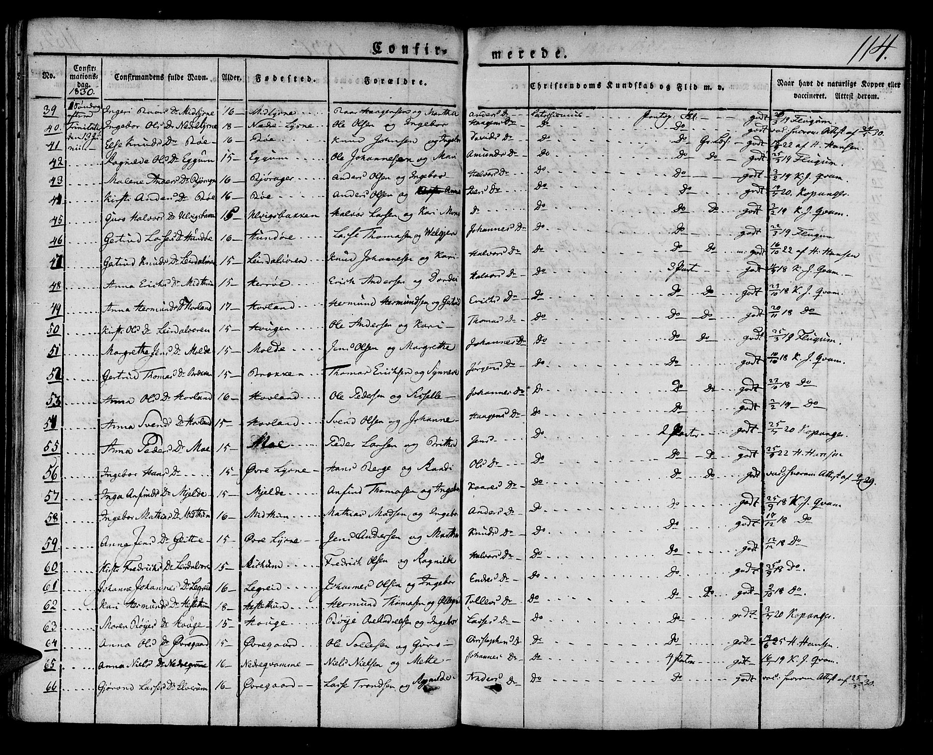 Lærdal sokneprestembete, AV/SAB-A-81201: Parish register (official) no. A 5, 1822-1834, p. 114