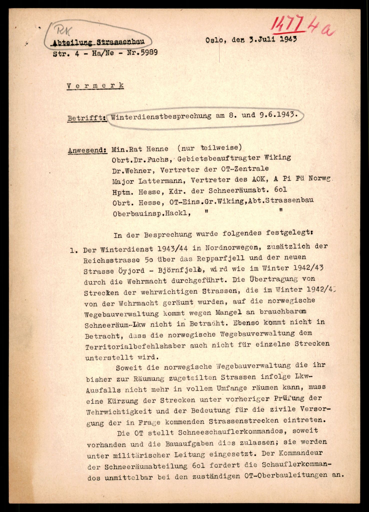 Forsvarets Overkommando. 2 kontor. Arkiv 11.4. Spredte tyske arkivsaker, AV/RA-RAFA-7031/D/Dar/Darb/L0002: Reichskommissariat, 1940-1945, p. 467