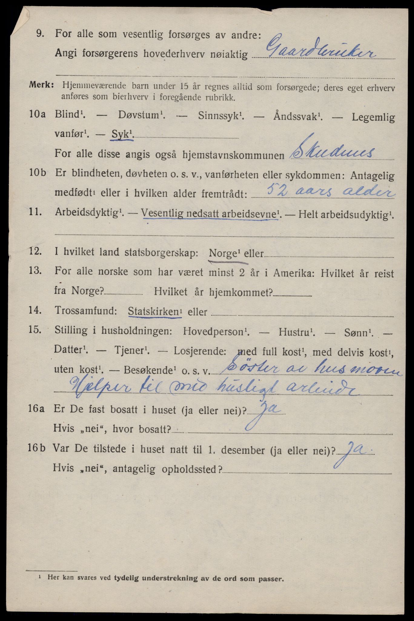 SAST, 1920 census for Skudenes, 1920, p. 5525