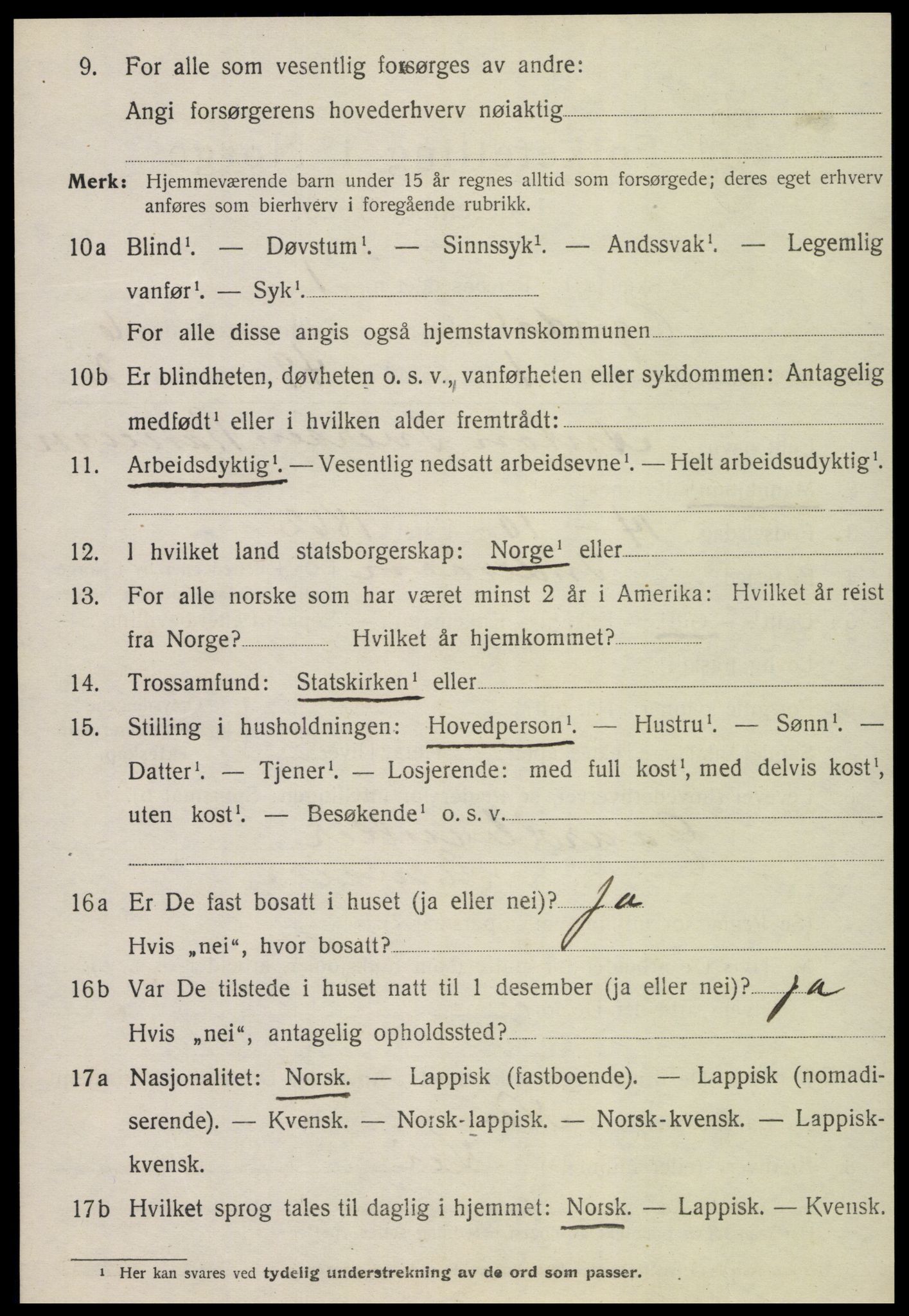 SAT, 1920 census for Ogndal, 1920, p. 2284