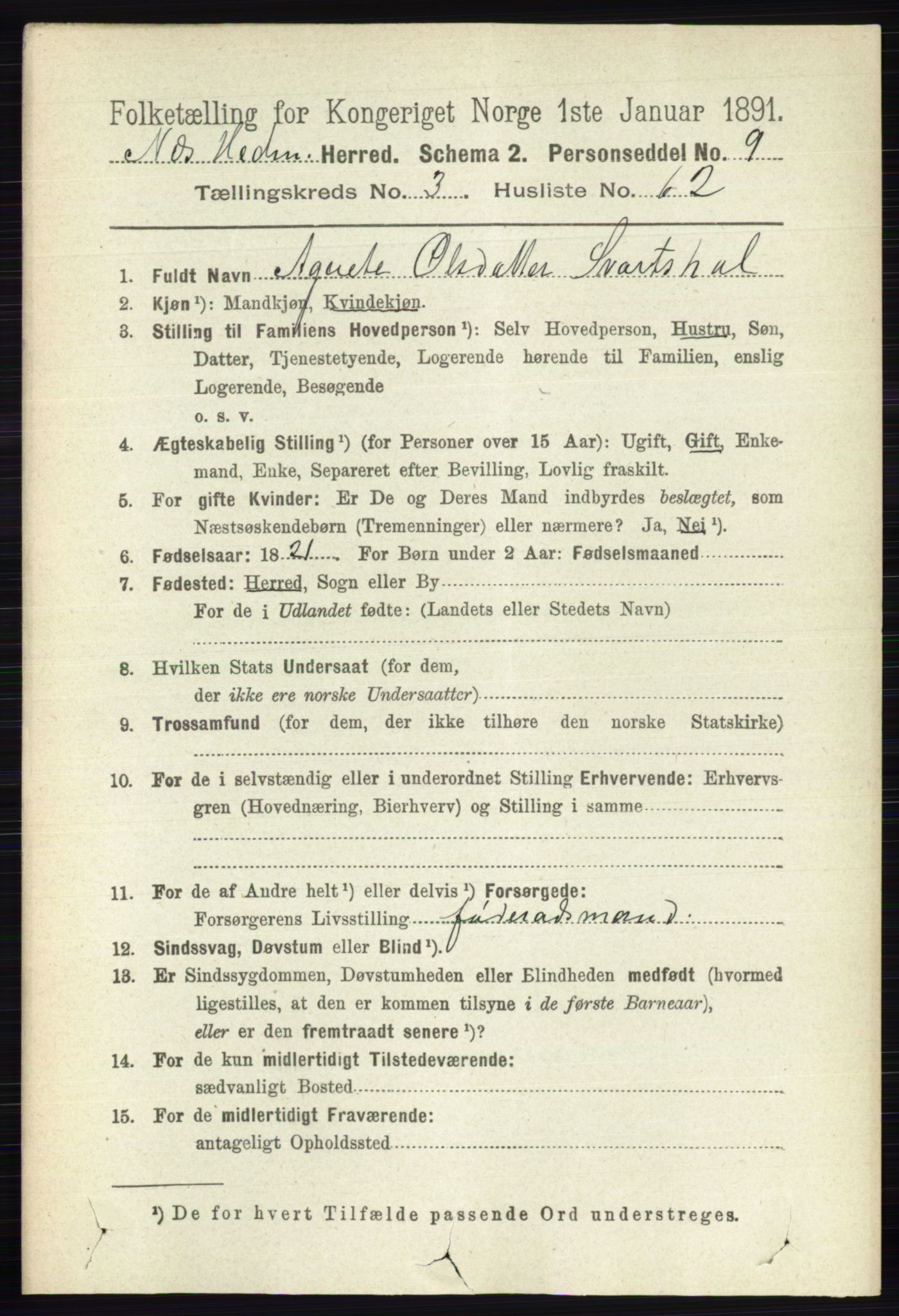 RA, 1891 census for 0411 Nes, 1891, p. 1944