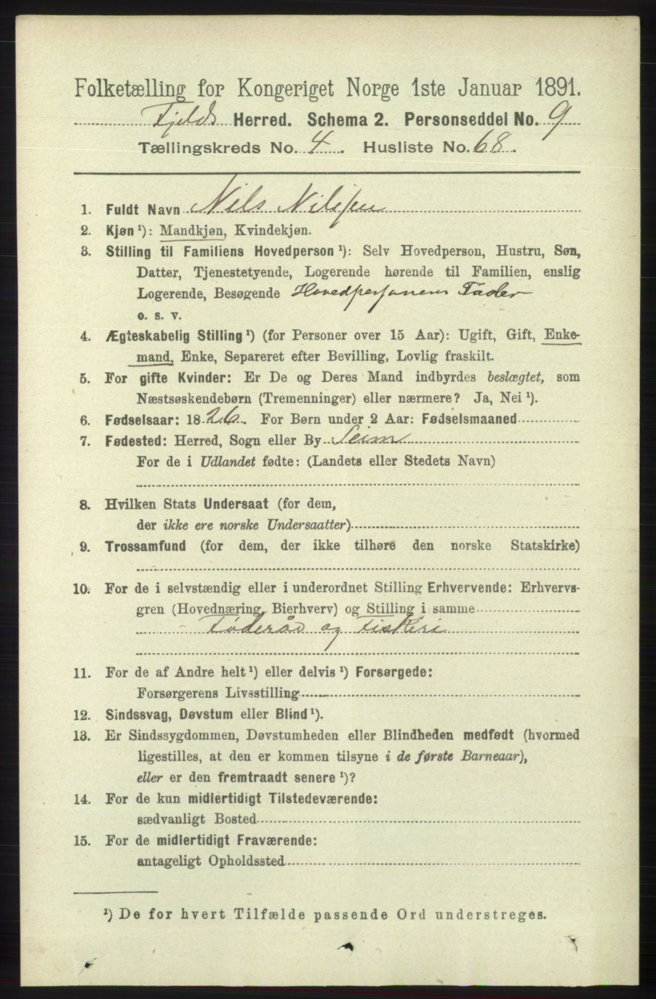 RA, 1891 census for 1246 Fjell, 1891, p. 2478