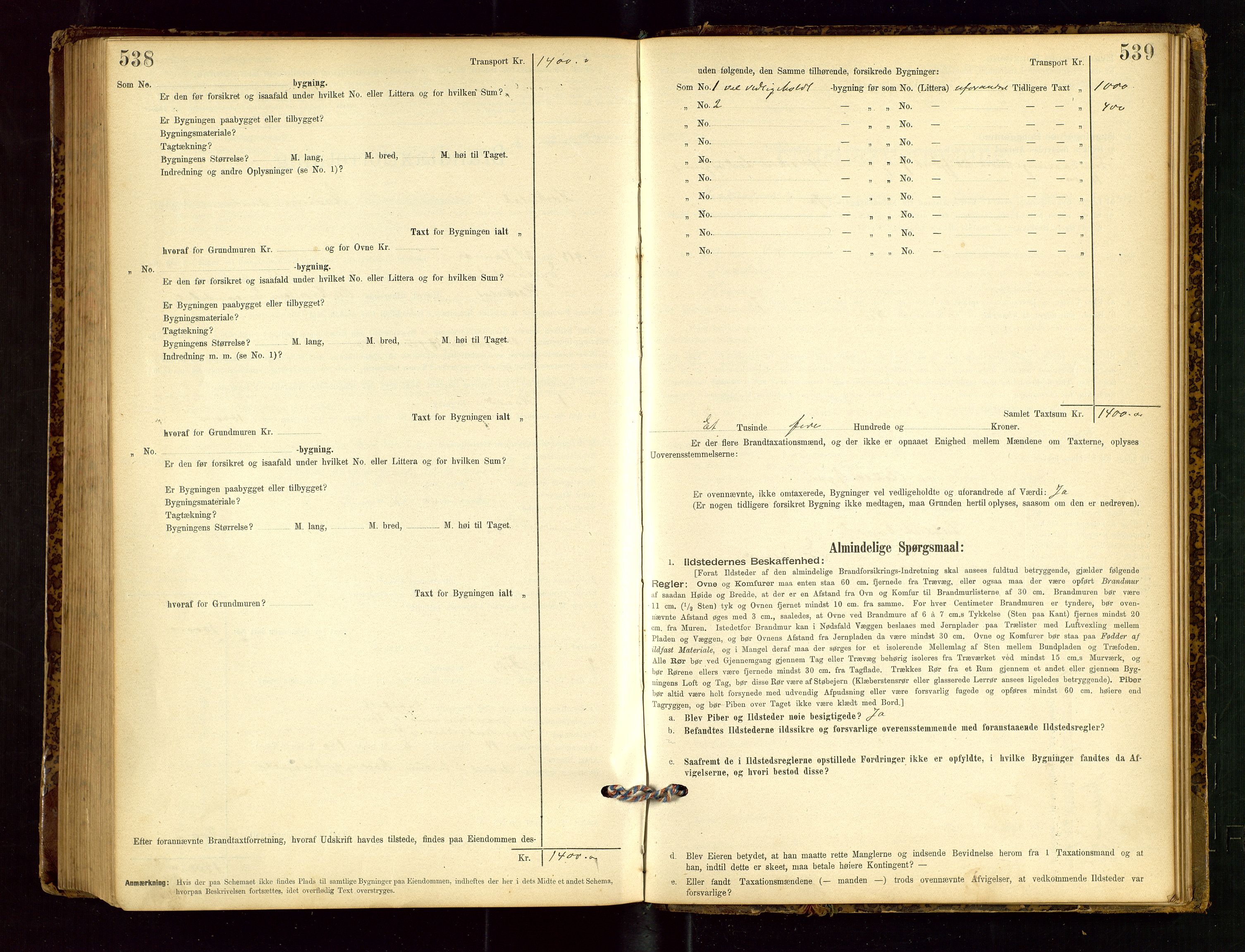 Heskestad lensmannskontor, SAST/A-100304/Gob/L0001: "Brandtaxationsprotokol", 1894-1915, p. 538-539