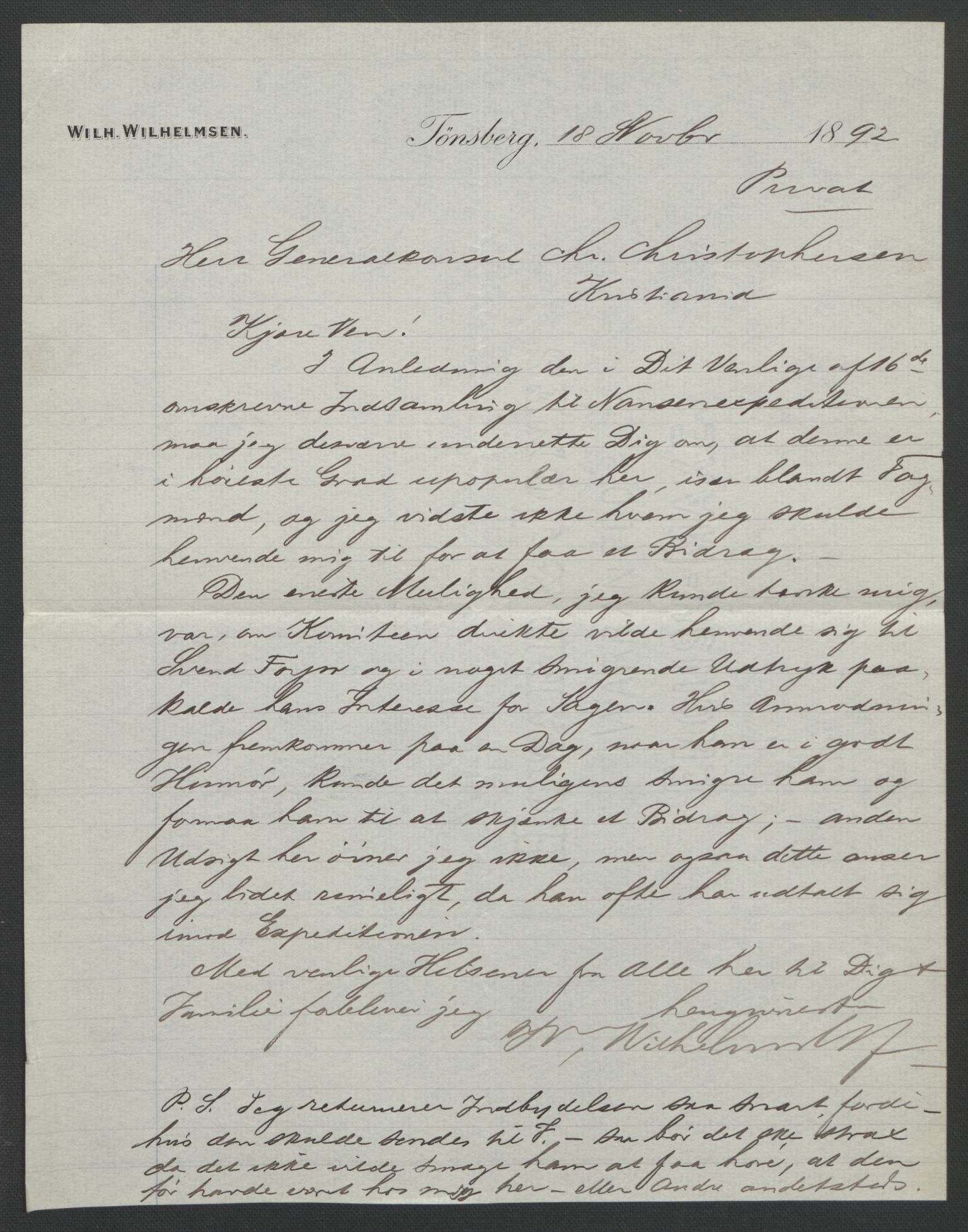 Arbeidskomitéen for Fridtjof Nansens polarekspedisjon, AV/RA-PA-0061/D/L0001/0005: Pengeinnsamlingen / Bidragslister med følgebrev, 1893, p. 5