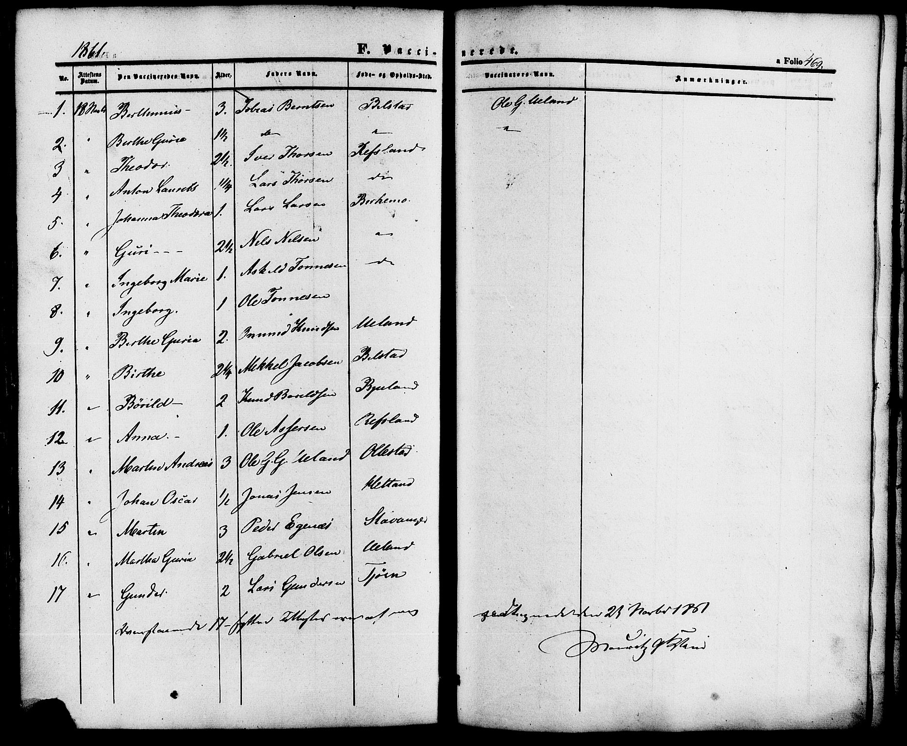 Lund sokneprestkontor, AV/SAST-A-101809/S06/L0010: Parish register (official) no. A 9, 1854-1886, p. 469