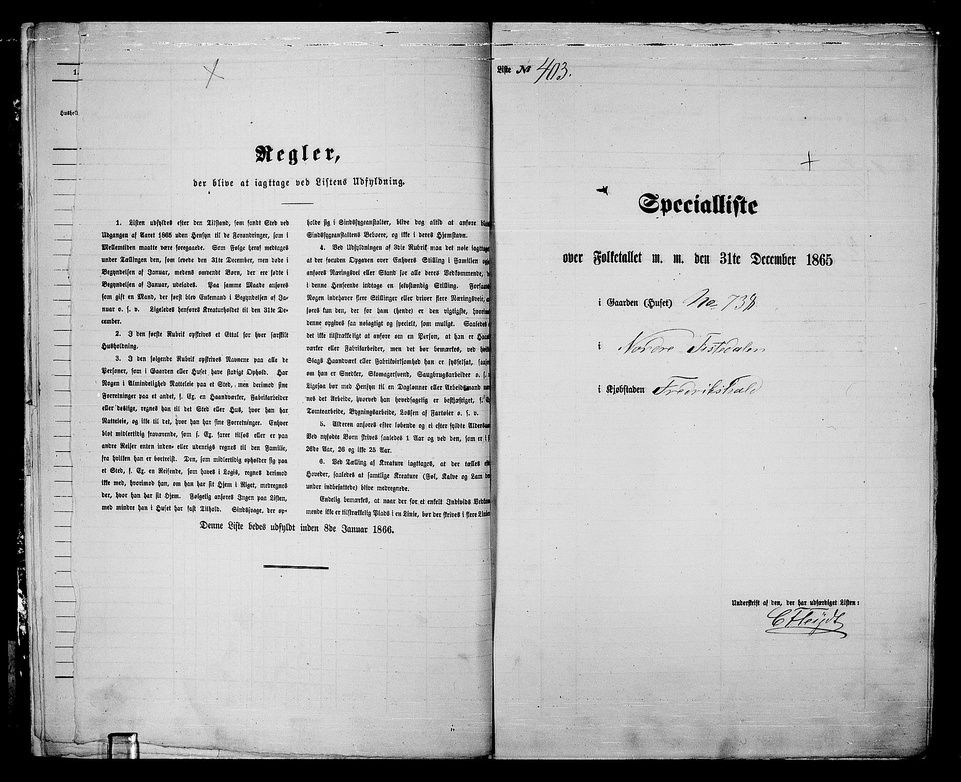 RA, 1865 census for Fredrikshald, 1865, p. 809