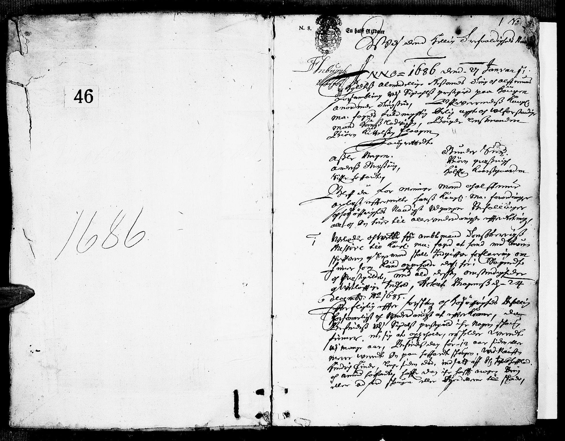Eiker, Modum og Sigdal sorenskriveri, SAKO/A-123/F/Fa/Faa/L0051: Tingbok, 1686, p. 1