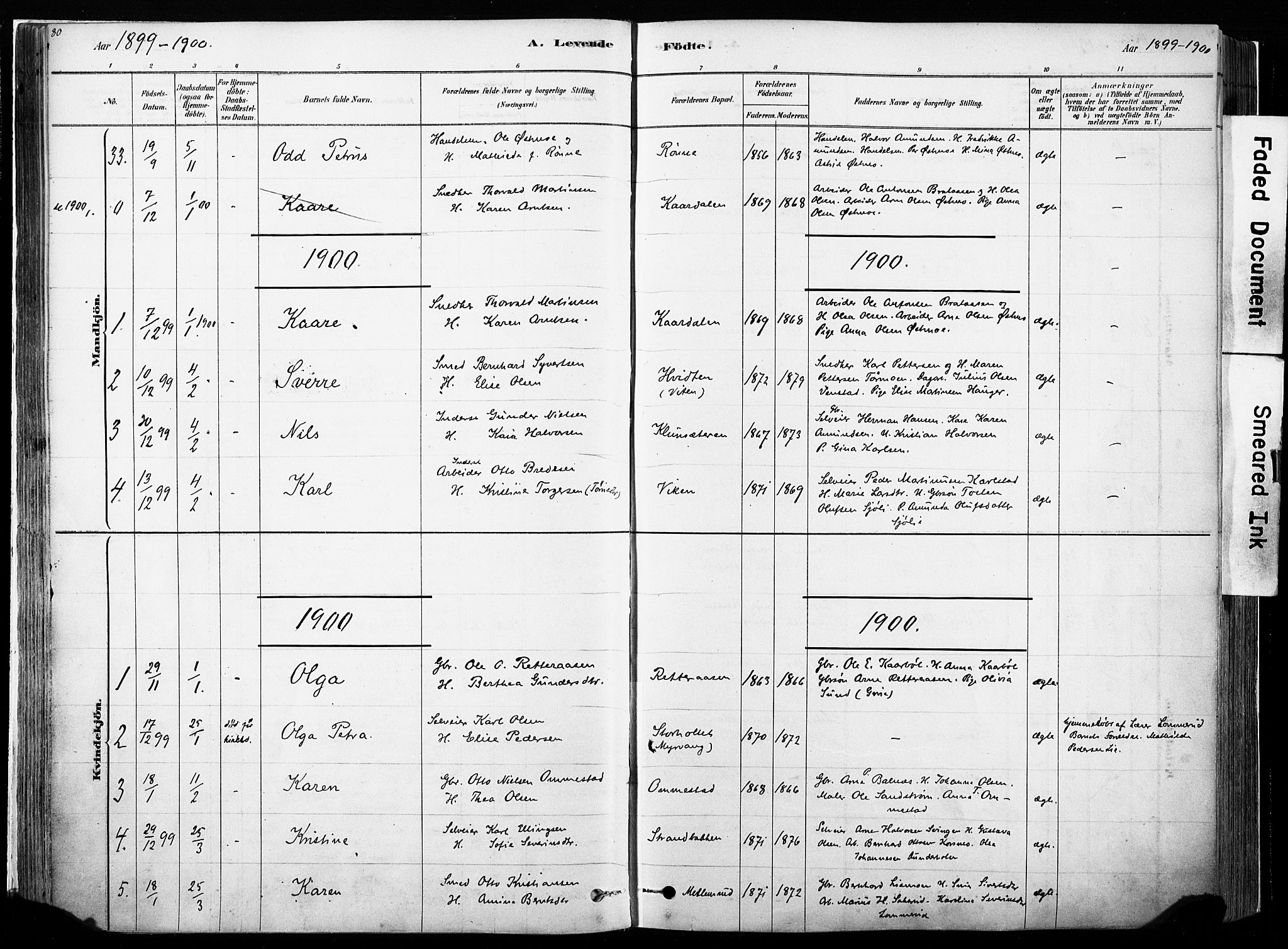 Hof prestekontor, SAH/PREST-038/H/Ha/Haa/L0010: Parish register (official) no. 10, 1878-1909, p. 80