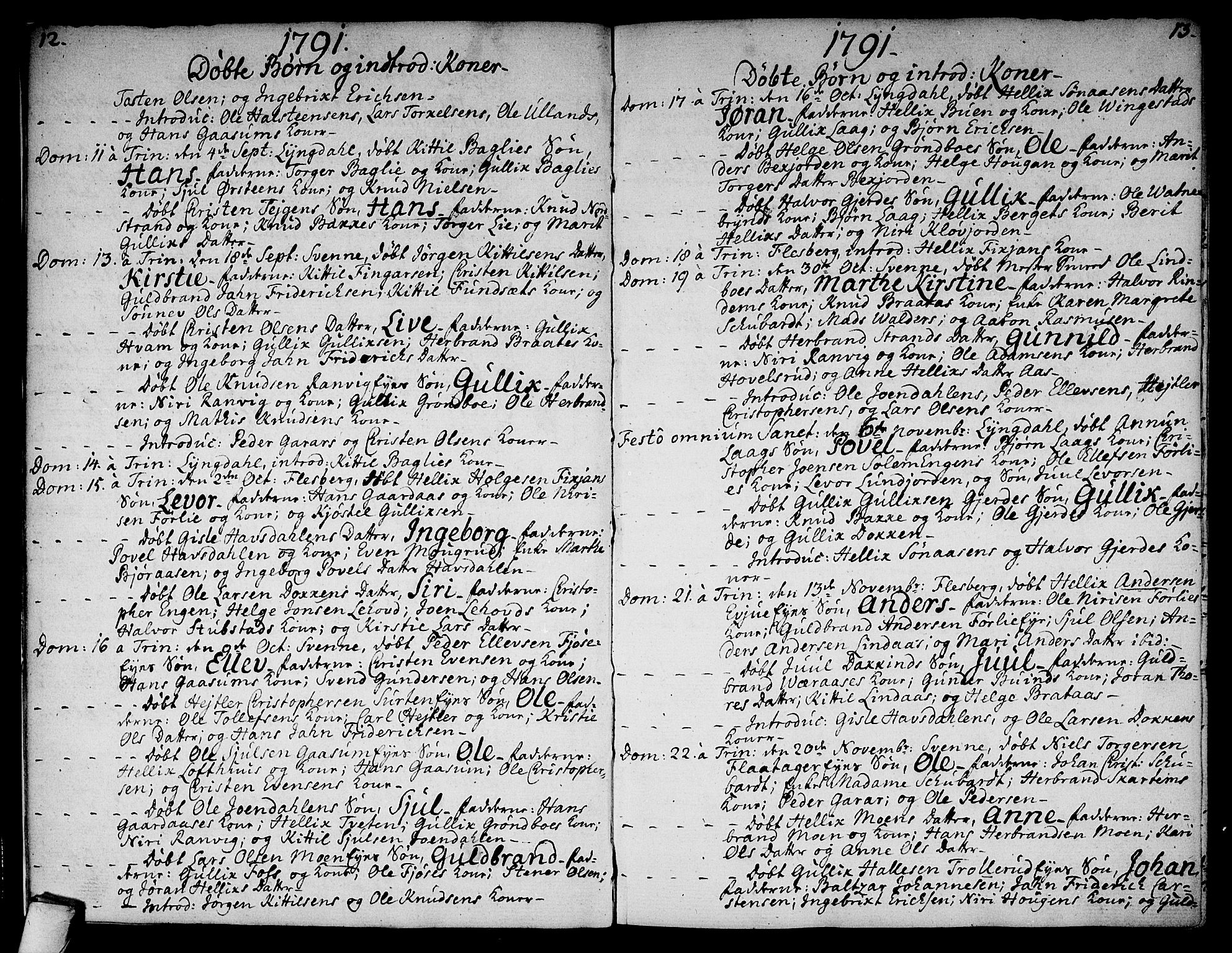 Flesberg kirkebøker, SAKO/A-18/F/Fa/L0004: Parish register (official) no. I 4, 1788-1815, p. 12-13