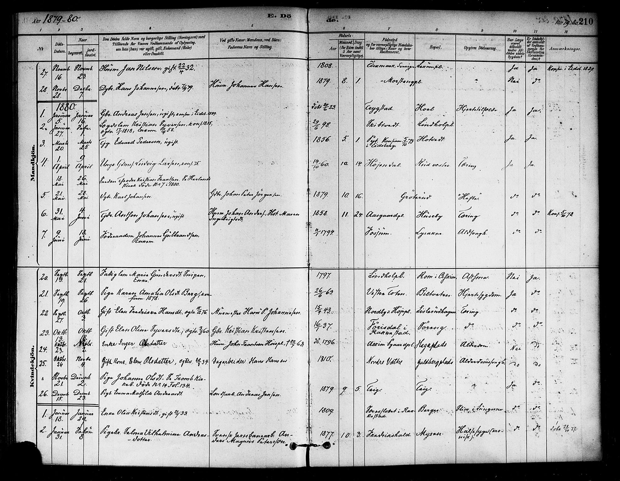 Eidsberg prestekontor Kirkebøker, AV/SAO-A-10905/F/Fa/L0012: Parish register (official) no. I 12, 1879-1901, p. 210