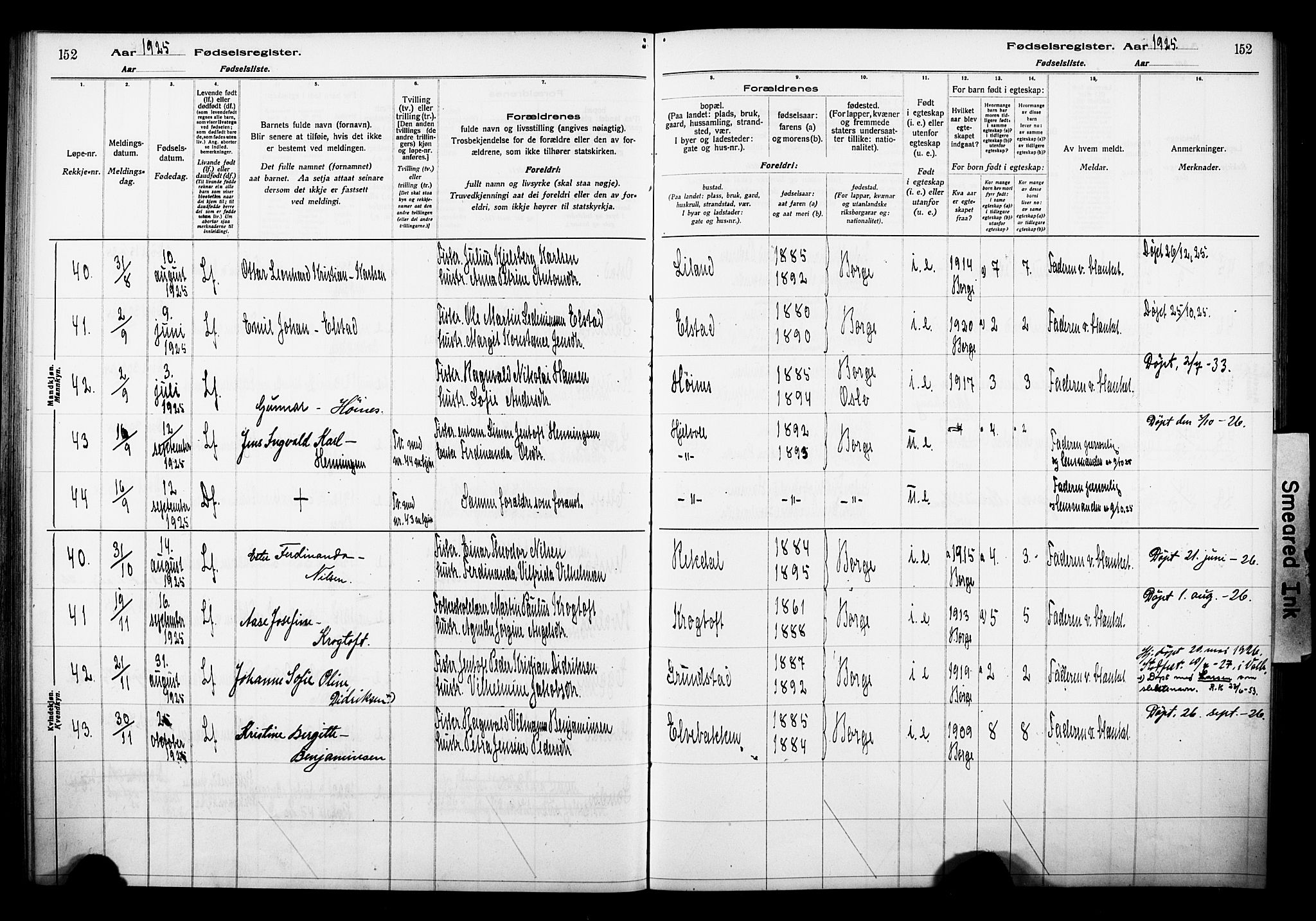 Ministerialprotokoller, klokkerbøker og fødselsregistre - Nordland, SAT/A-1459/880/L1145: Birth register no. 880.II.4.1, 1916-1929, p. 152