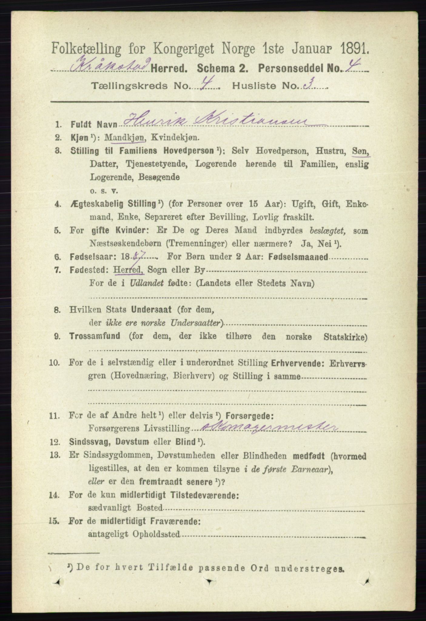 RA, 1891 census for 0212 Kråkstad, 1891, p. 1743