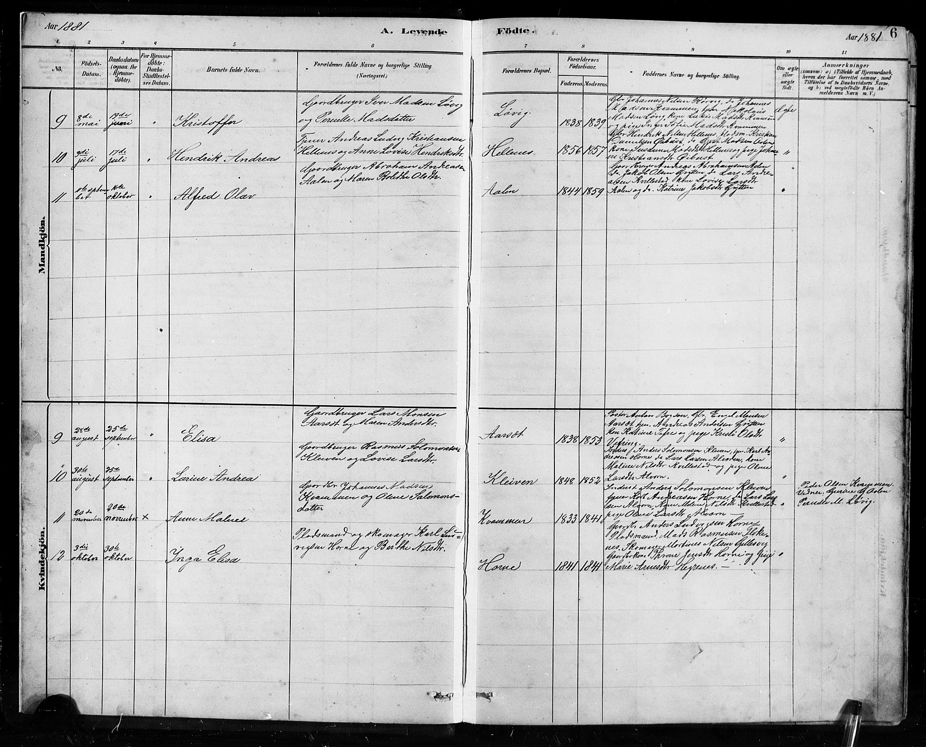 Førde sokneprestembete, SAB/A-79901/H/Hab/Habe/L0001: Parish register (copy) no. E 1, 1881-1920, p. 6