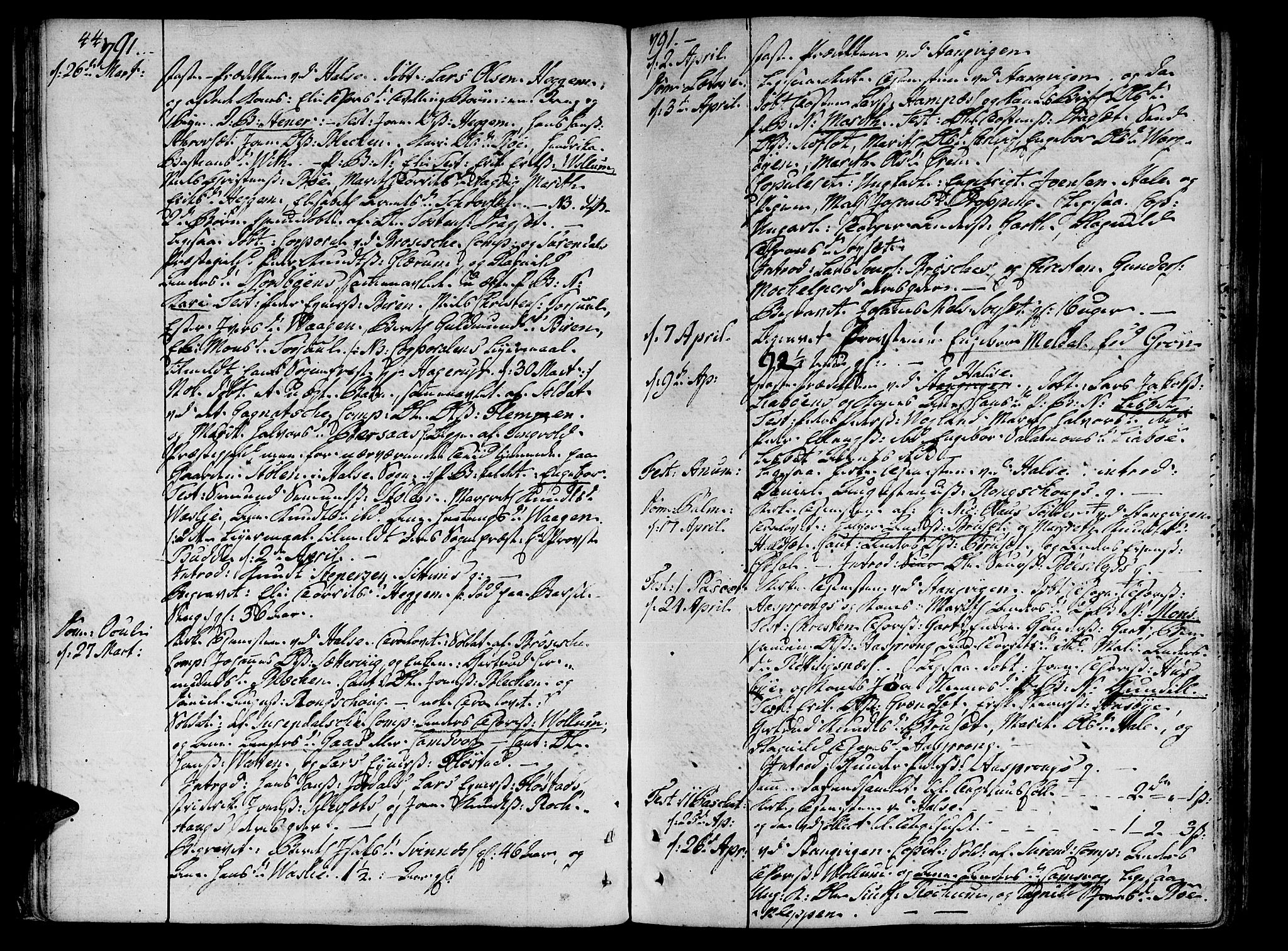 Ministerialprotokoller, klokkerbøker og fødselsregistre - Møre og Romsdal, AV/SAT-A-1454/592/L1022: Parish register (official) no. 592A01, 1784-1819, p. 44