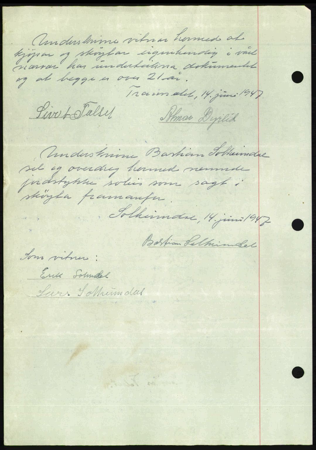 Romsdal sorenskriveri, AV/SAT-A-4149/1/2/2C: Mortgage book no. A23, 1947-1947, Diary no: : 1568/1947