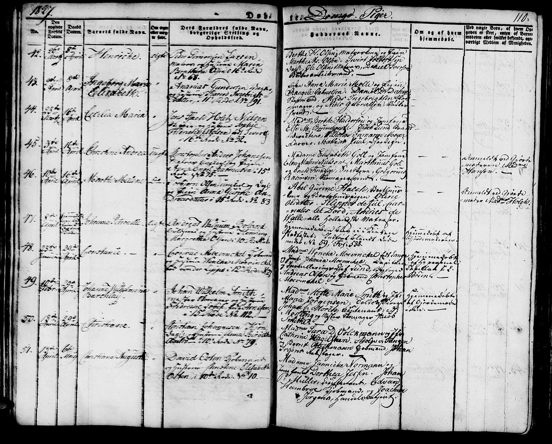 Domkirken sokneprestembete, SAB/A-74801/H/Haa/L0012: Parish register (official) no. A 12, 1821-1840, p. 110