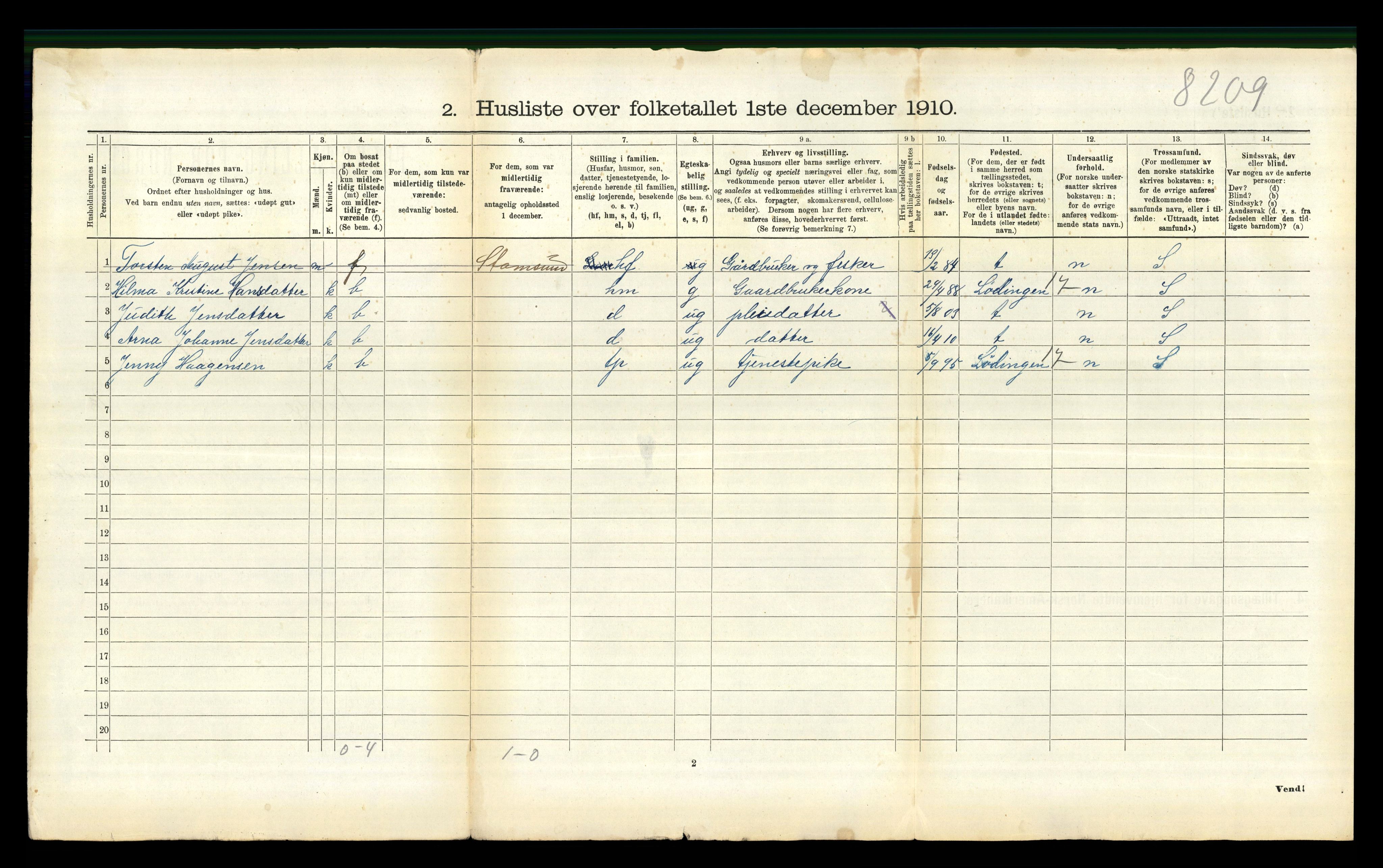 RA, 1910 census for Borge, 1910, p. 1326