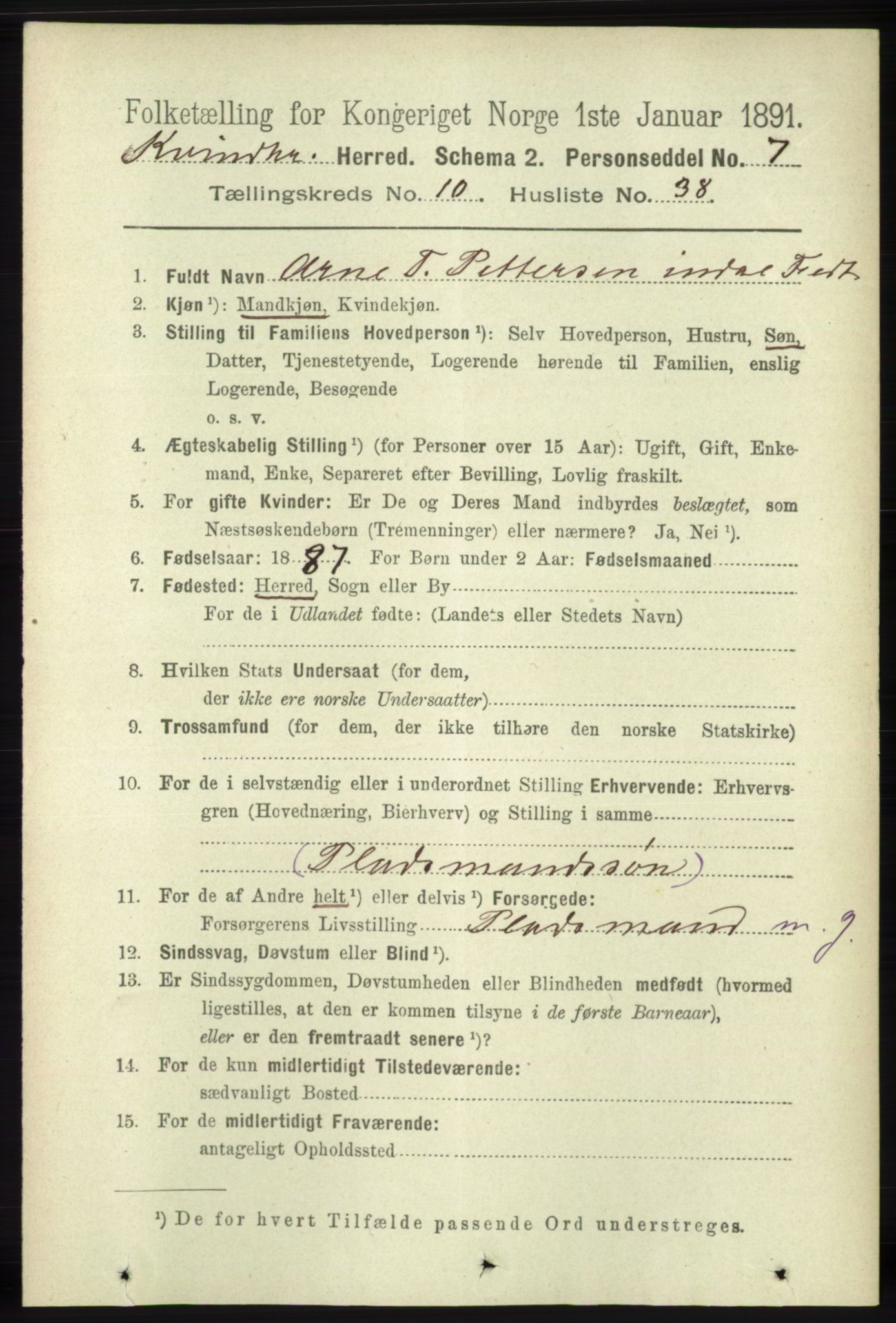 RA, 1891 census for 1224 Kvinnherad, 1891, p. 3775