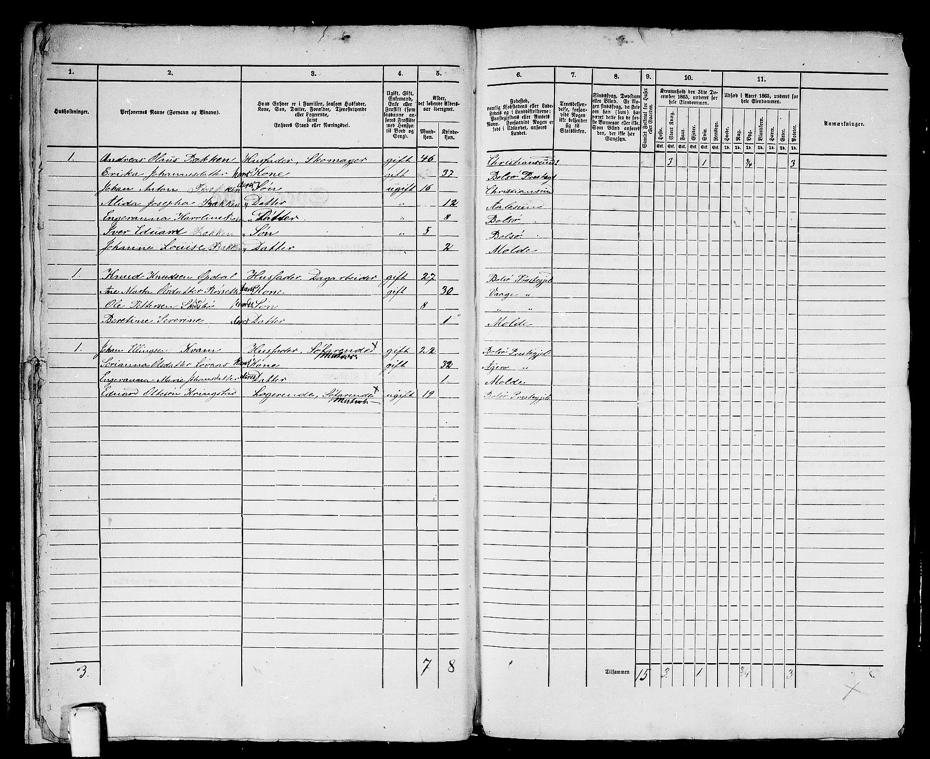 RA, 1865 census for Molde, 1865, p. 11