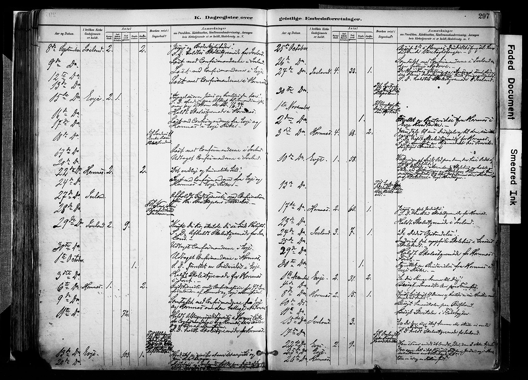 Evje sokneprestkontor, AV/SAK-1111-0008/F/Fa/Faa/L0007: Parish register (official) no. A 7, 1884-1909, p. 297