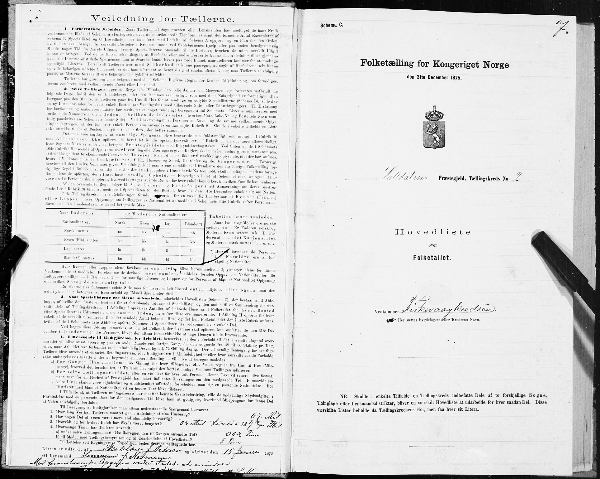 SAT, 1875 census for 1840P Saltdal, 1875, p. 1007