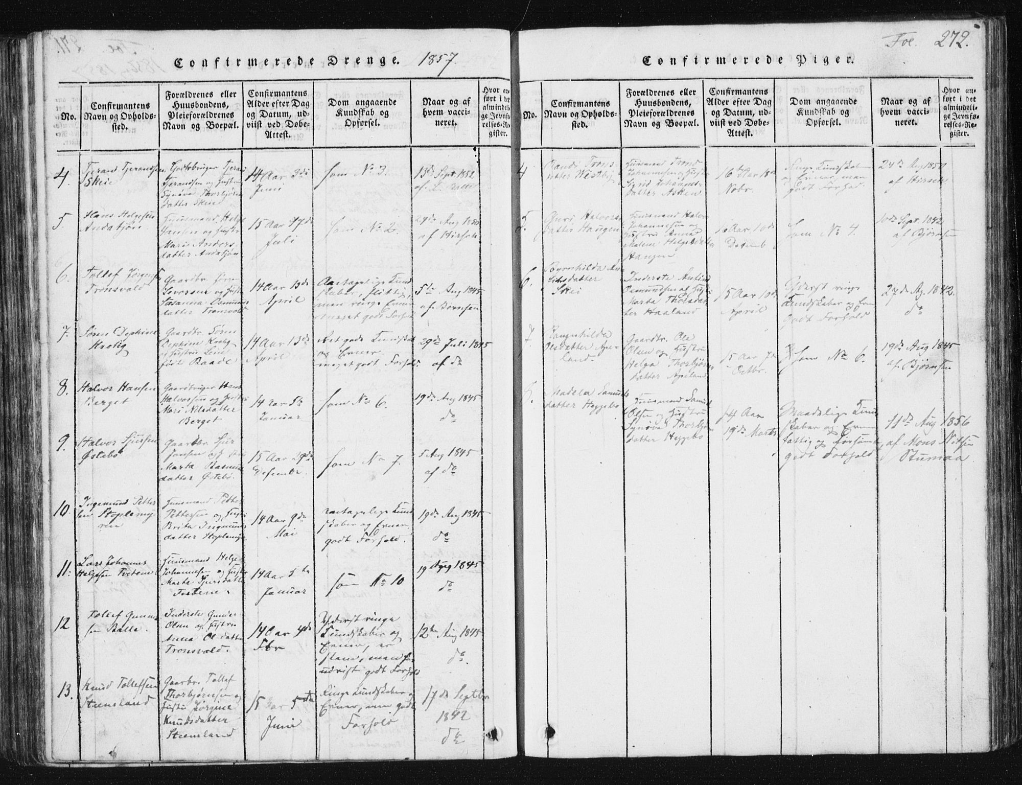 Vikedal sokneprestkontor, SAST/A-101840/01/V: Parish register (copy) no. B 2, 1816-1863, p. 272