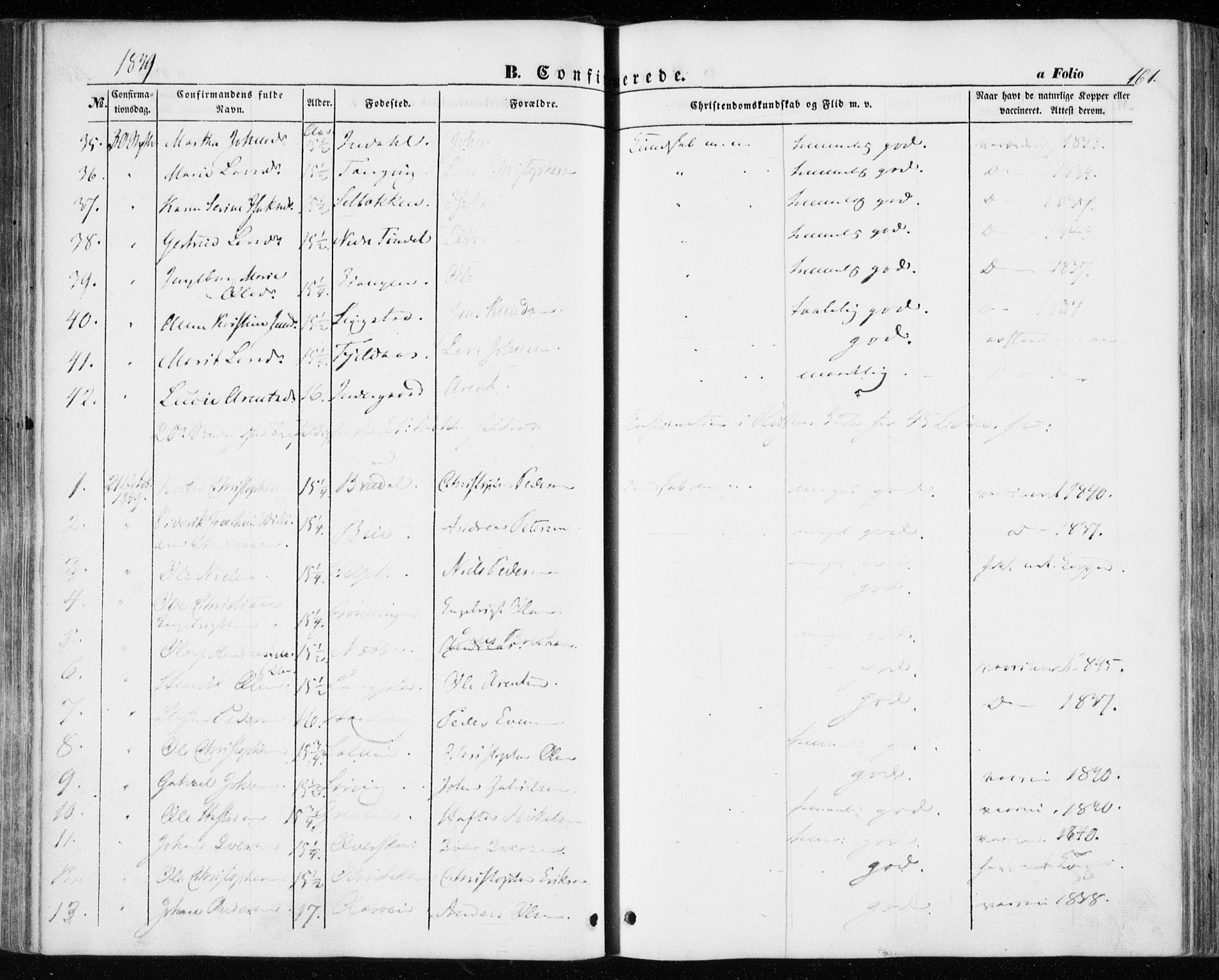 Ministerialprotokoller, klokkerbøker og fødselsregistre - Sør-Trøndelag, SAT/A-1456/646/L0611: Parish register (official) no. 646A09, 1848-1857, p. 161