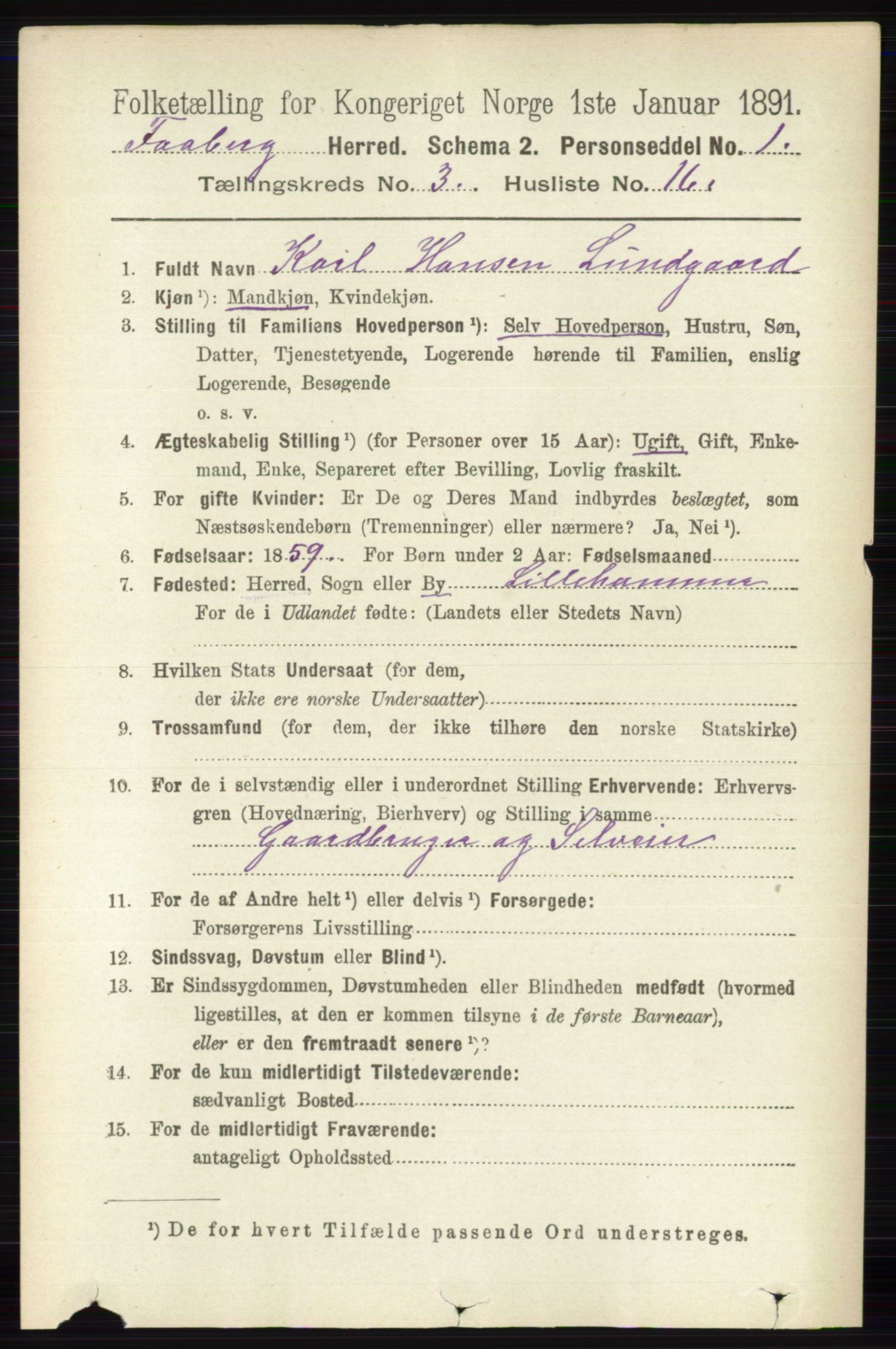 RA, 1891 census for 0524 Fåberg, 1891, p. 946