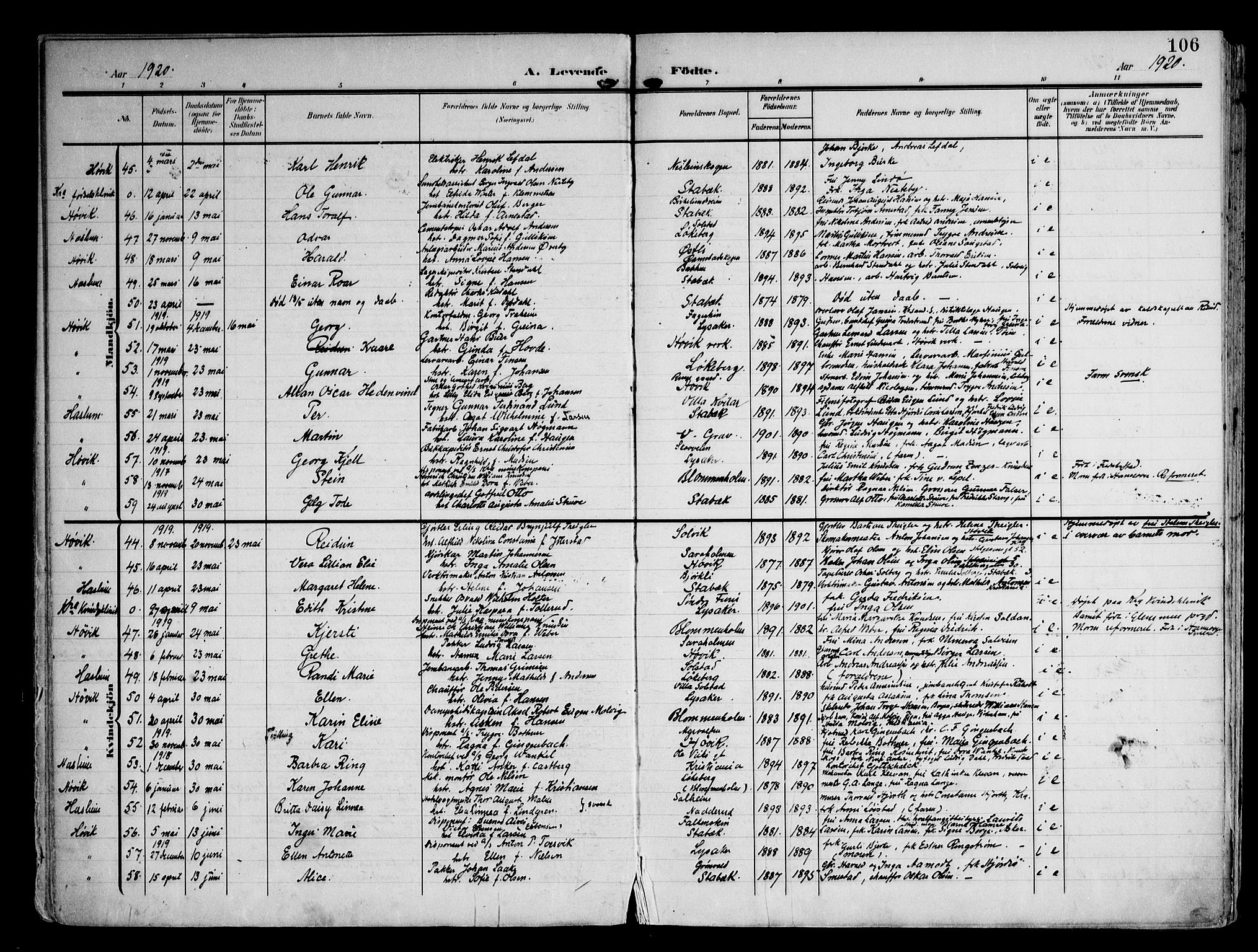 Østre Bærum prestekontor Kirkebøker, AV/SAO-A-10887/F/Fa/L0001: Parish register (official) no. 1, 1905-1924, p. 106