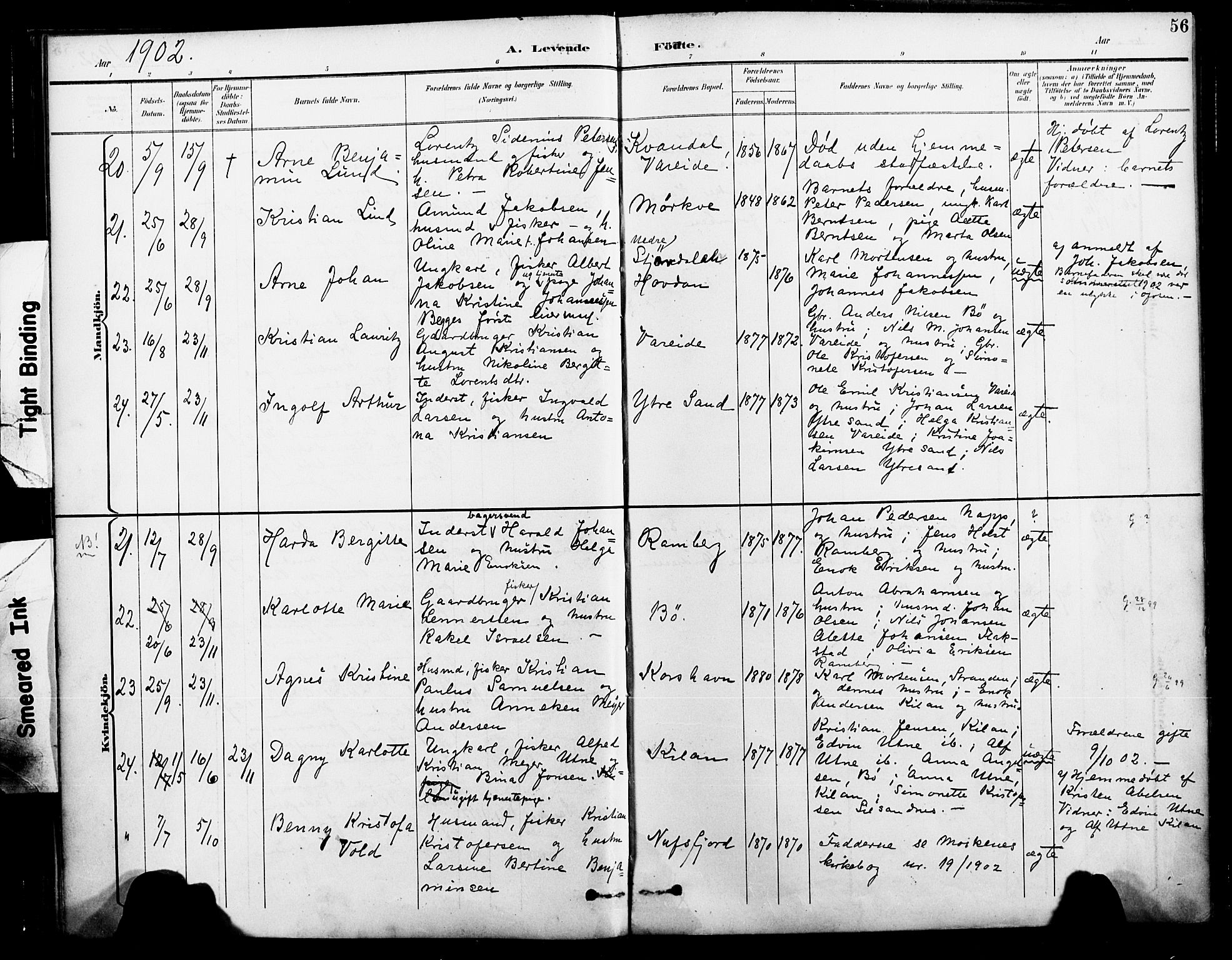 Ministerialprotokoller, klokkerbøker og fødselsregistre - Nordland, AV/SAT-A-1459/885/L1205: Parish register (official) no. 885A06, 1892-1905, p. 56