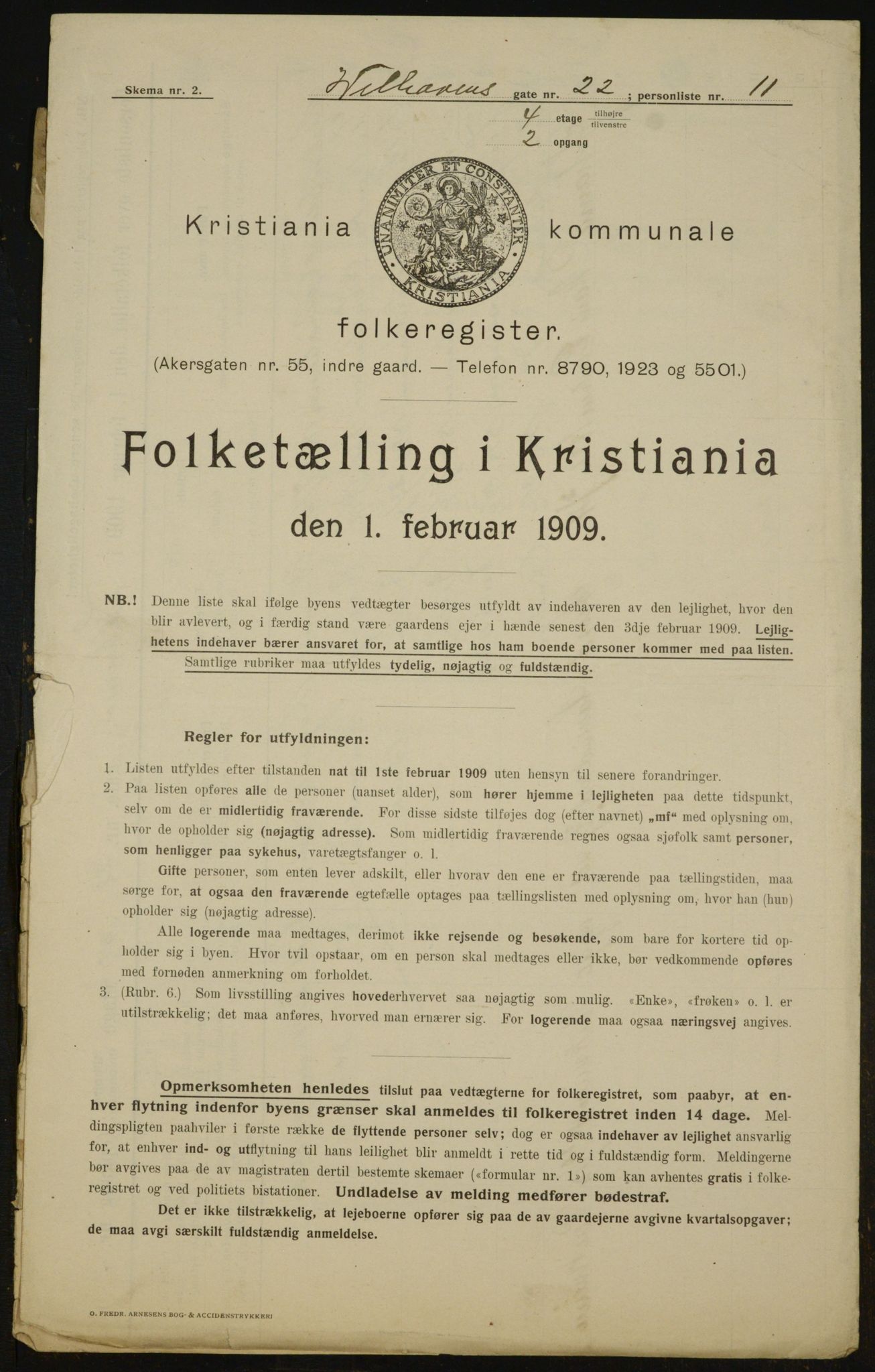 OBA, Municipal Census 1909 for Kristiania, 1909, p. 115947