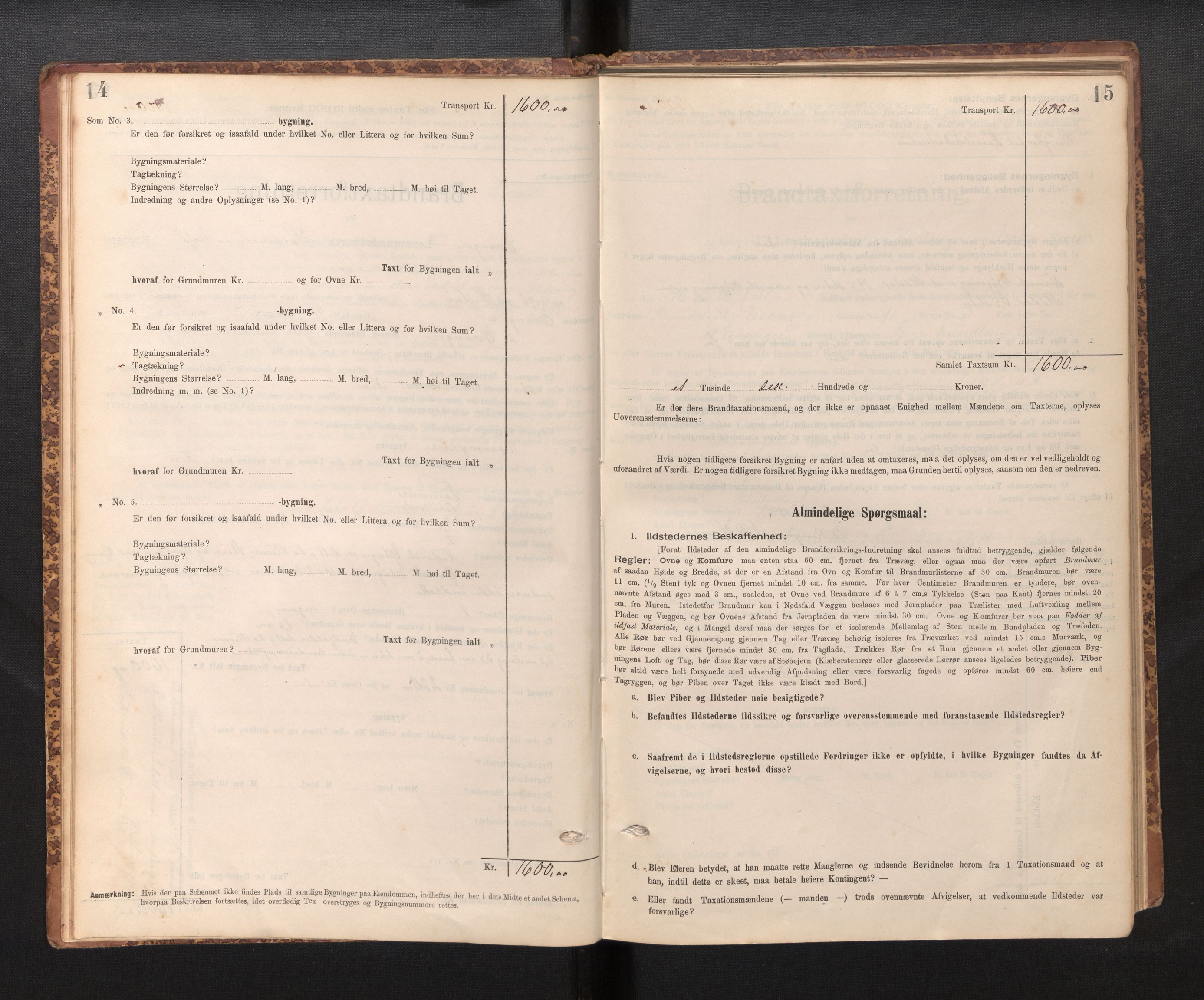 Lensmannen i Evanger, SAB/A-31701/0012/L0005: Branntakstprotokoll, skjematakst, 1895-1935, p. 14-15