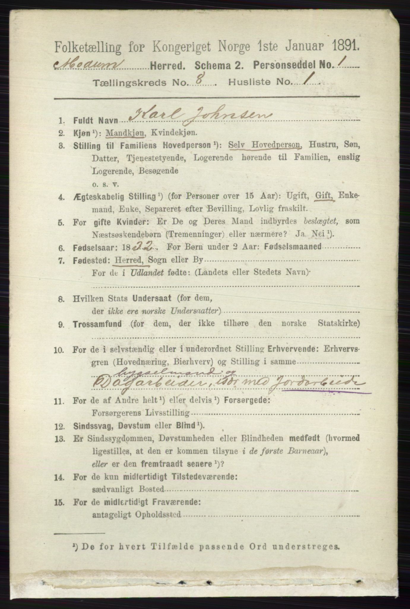RA, 1891 census for 0623 Modum, 1891, p. 2868