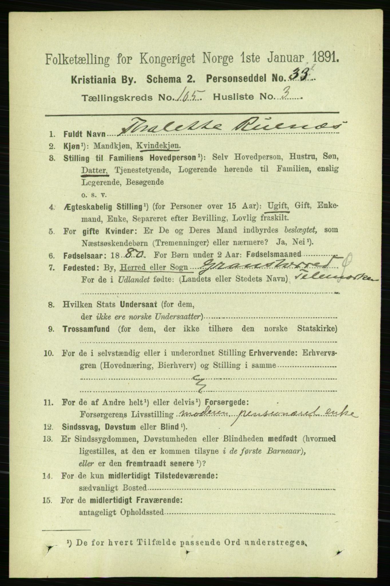 RA, 1891 census for 0301 Kristiania, 1891, p. 53045