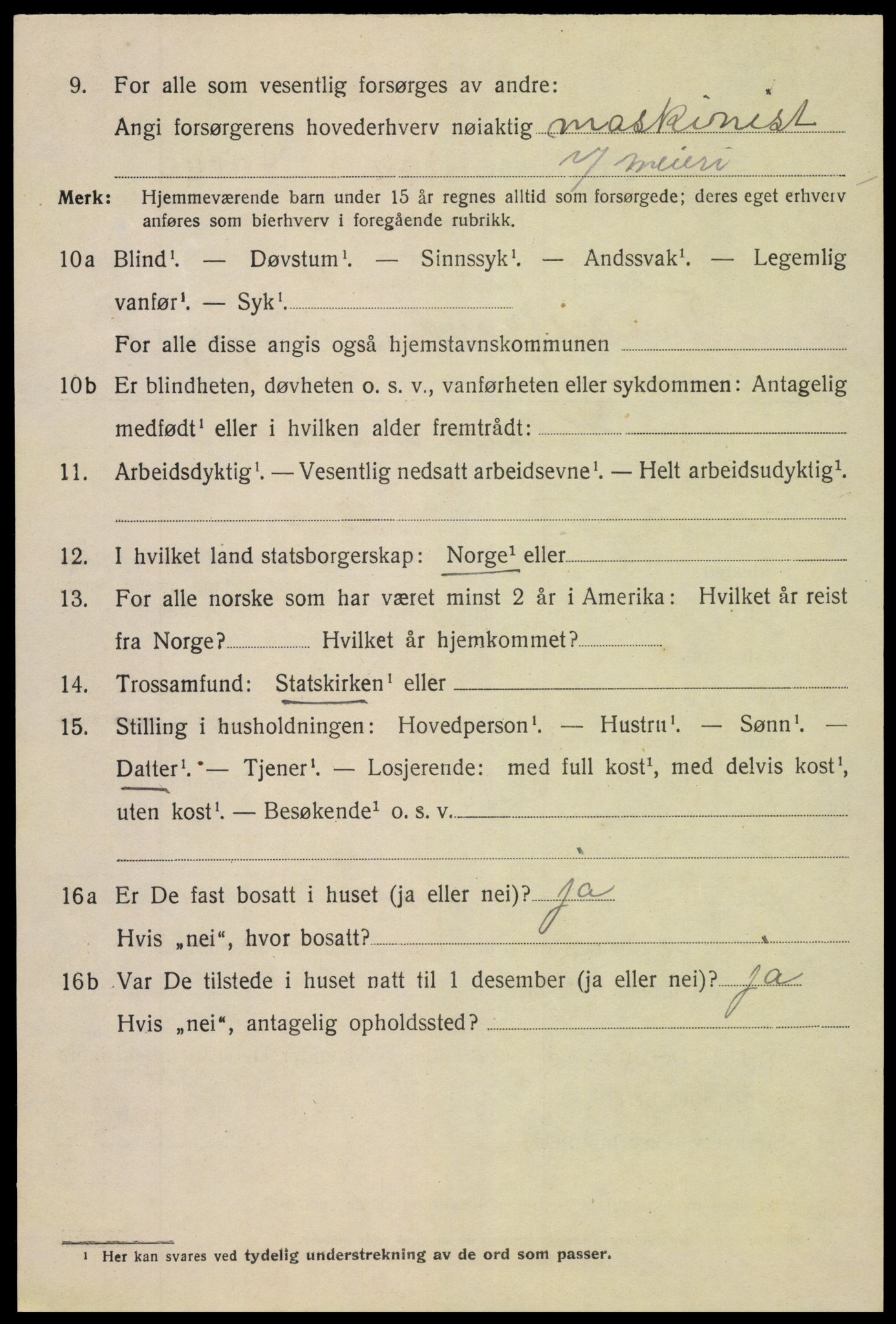 SAK, 1920 census for Tvedestrand, 1920, p. 2122