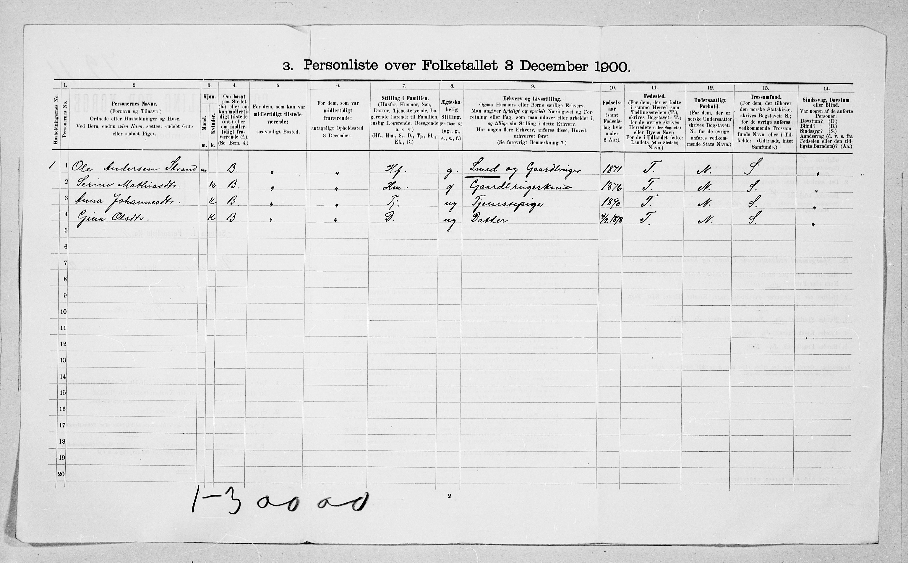 SAT, 1900 census for Vanylven, 1900, p. 39