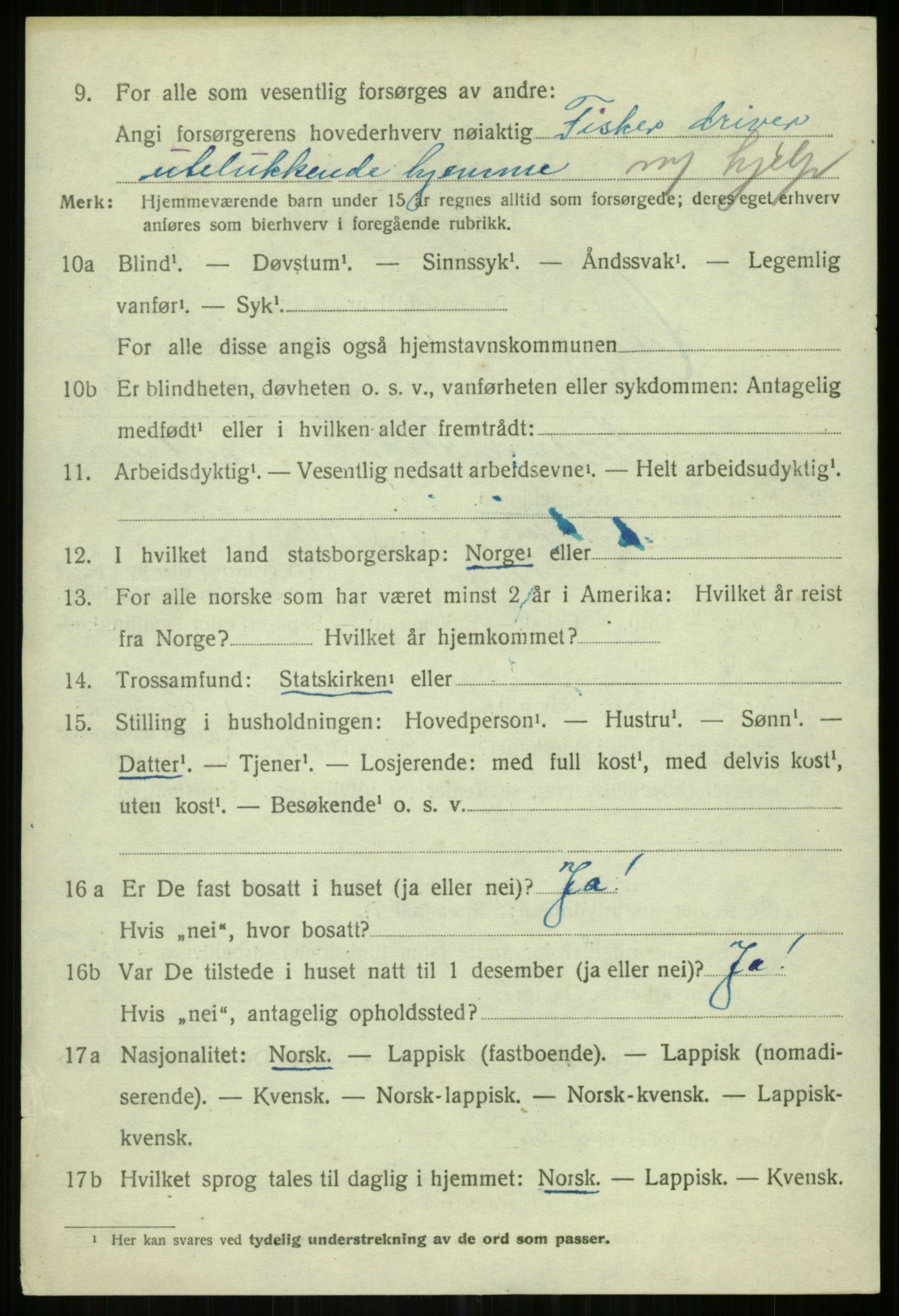 SATØ, 1920 census for Helgøy, 1920, p. 3207